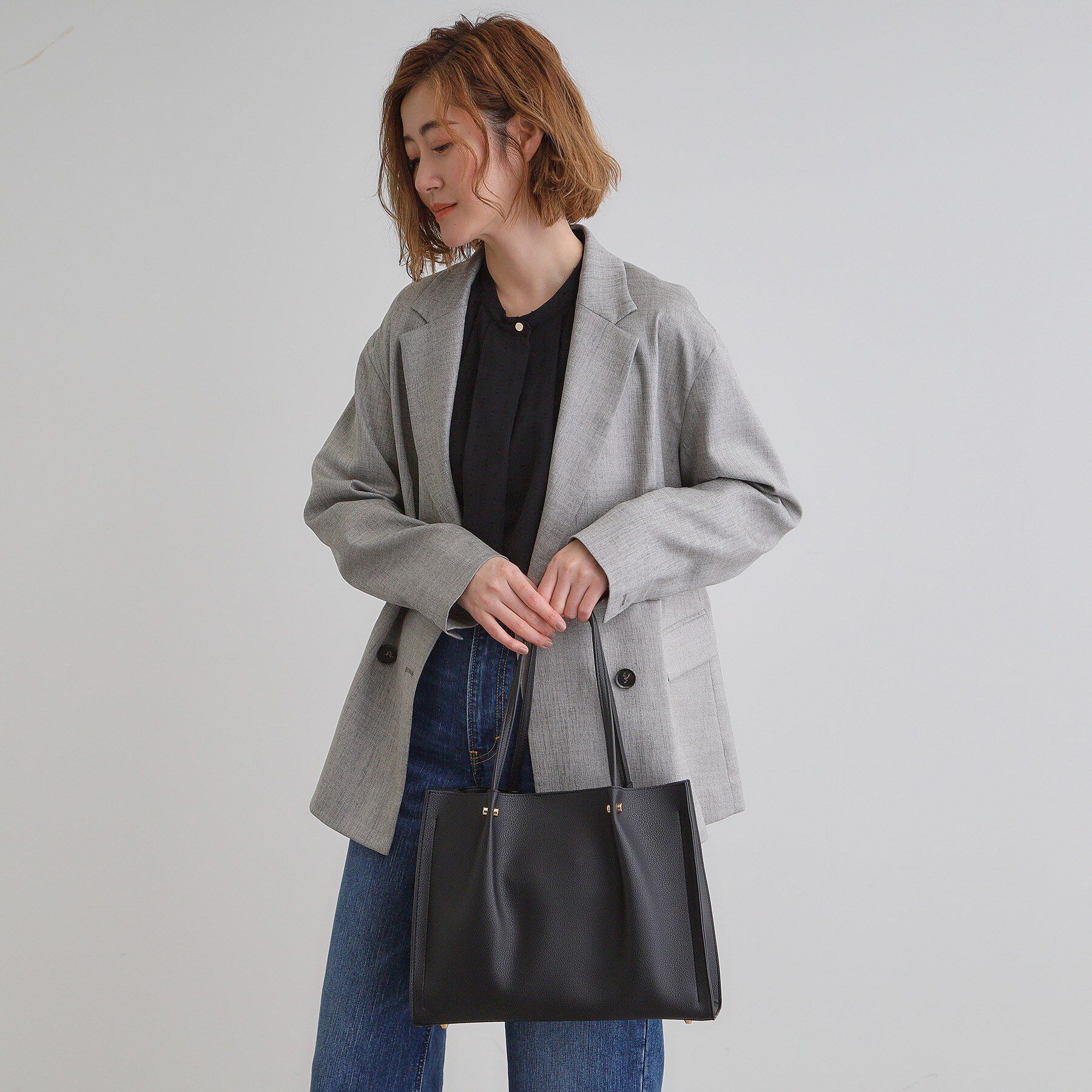 grove「【雑誌掲載】タックハンドルスクエア2WAYトート」|トートバッグ|