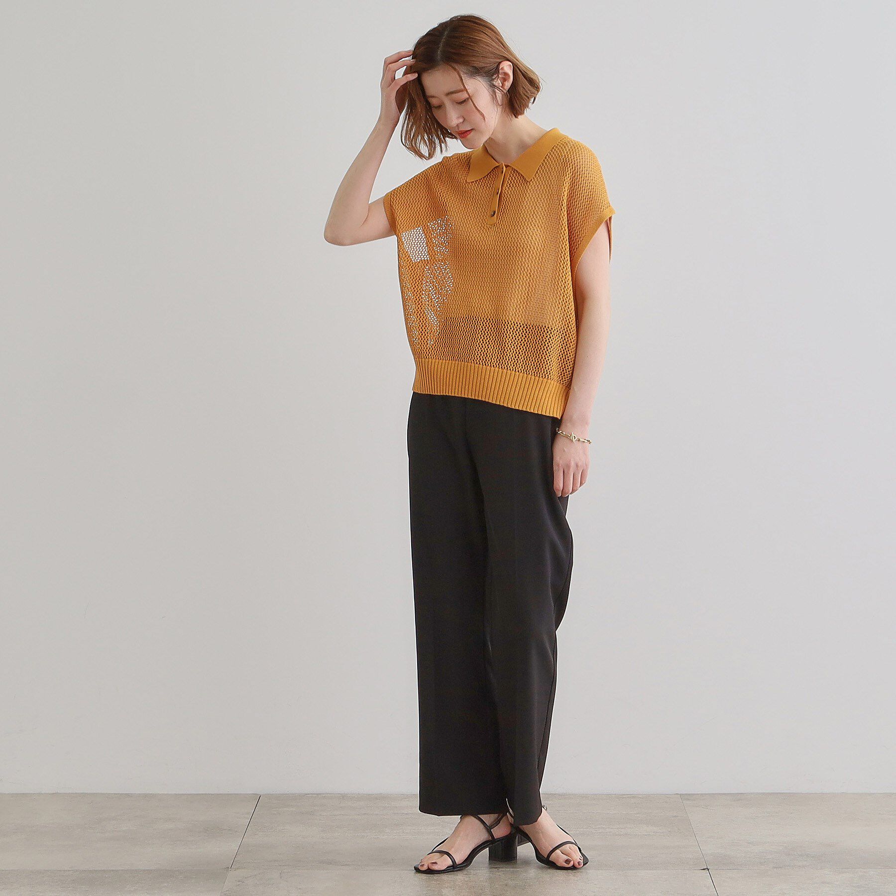 grove「取り入れるだけで旬顔 メッシュ編みポロニット」|ニット・セーター|