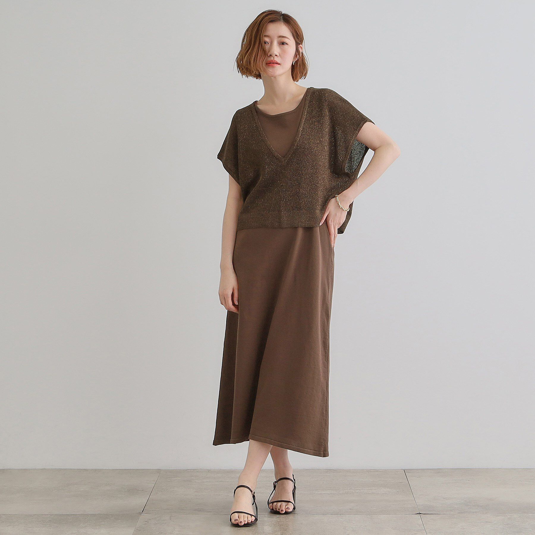 grove「ラメベスト&times;ニットワンピースSET」|ワンピース|