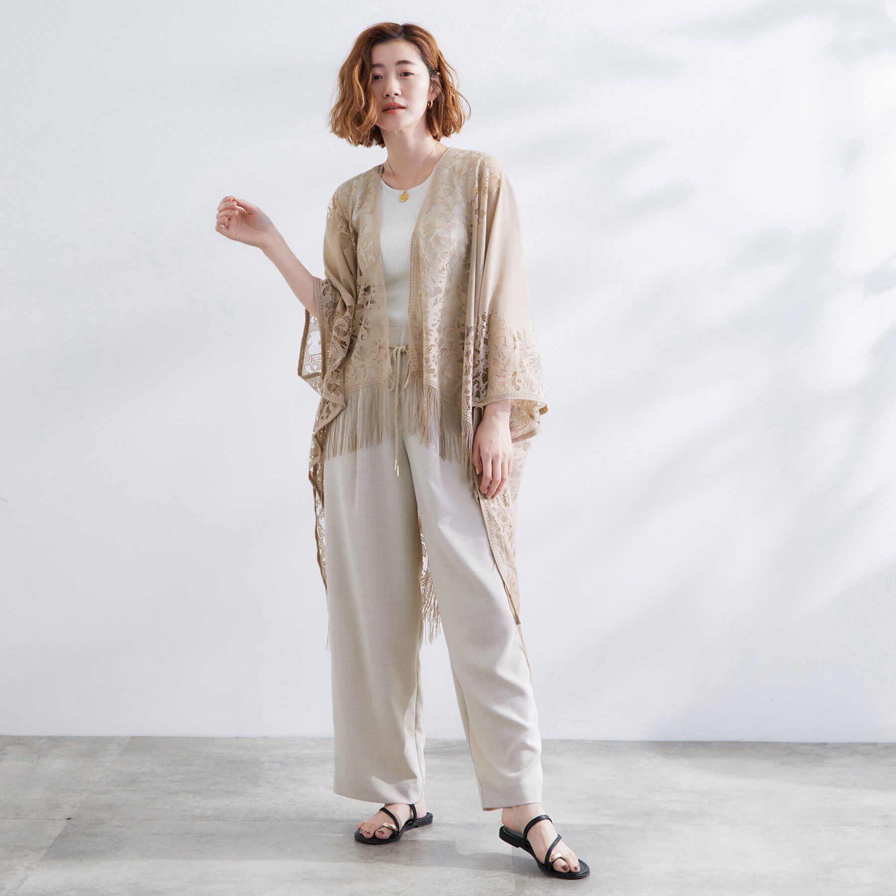 grove「レースタバードポンチョ」|ポンチョ・ケープ|