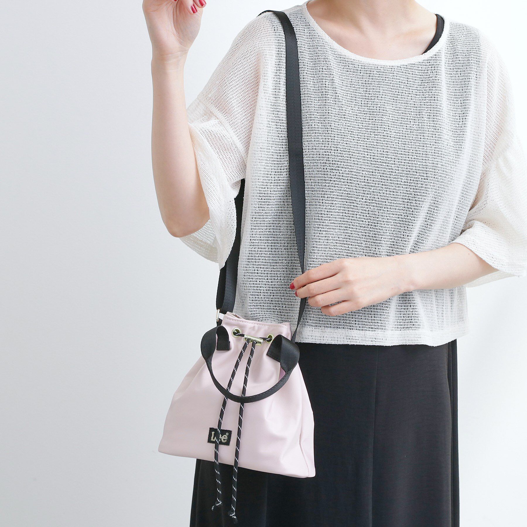 grove「【Lee別注・撥水】巾着ハンドルショルダー」|ショルダー・メッセンジャー|ライトピンク(070