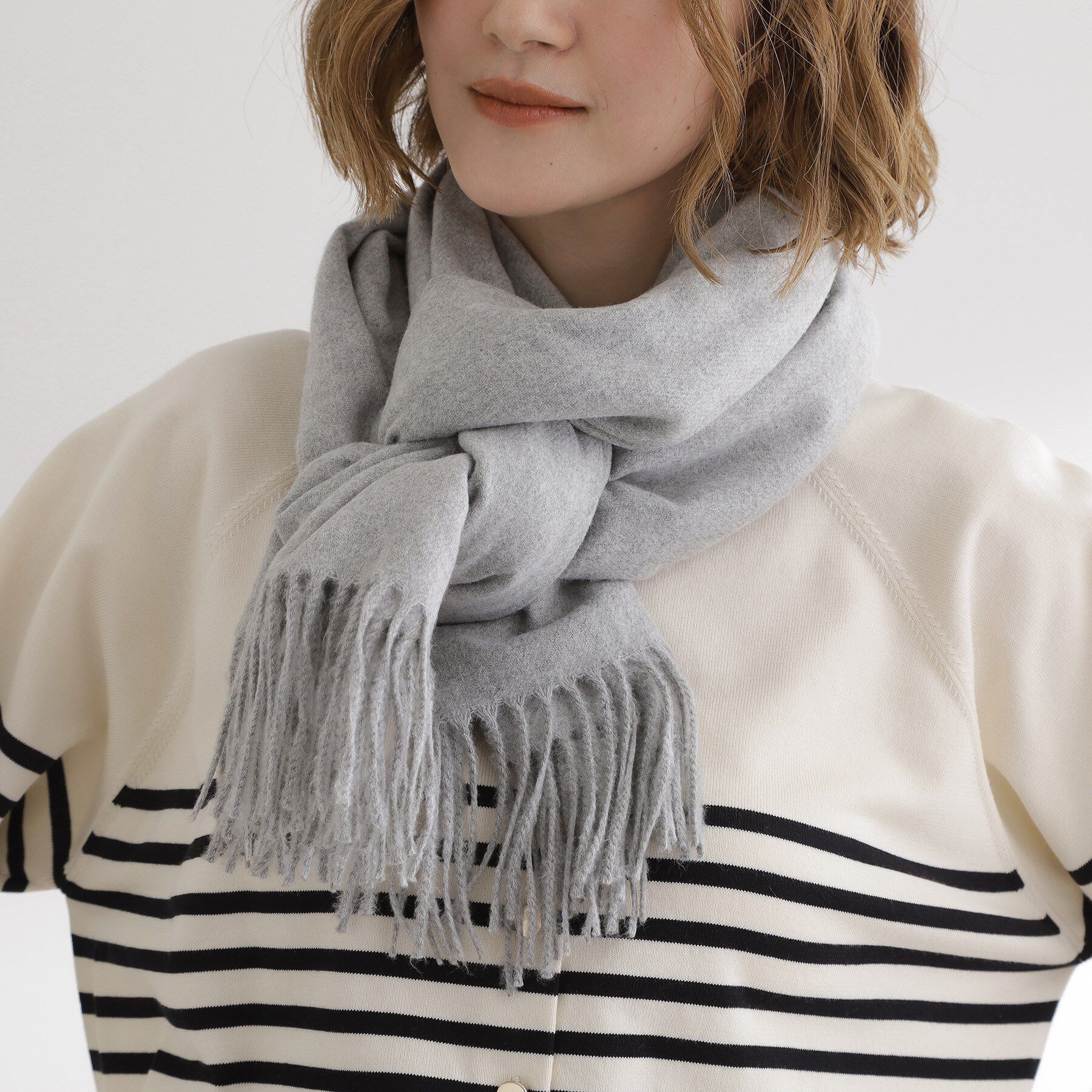 grove「【手洗い可】カシミヤタッチフリンジストール」|ストール|