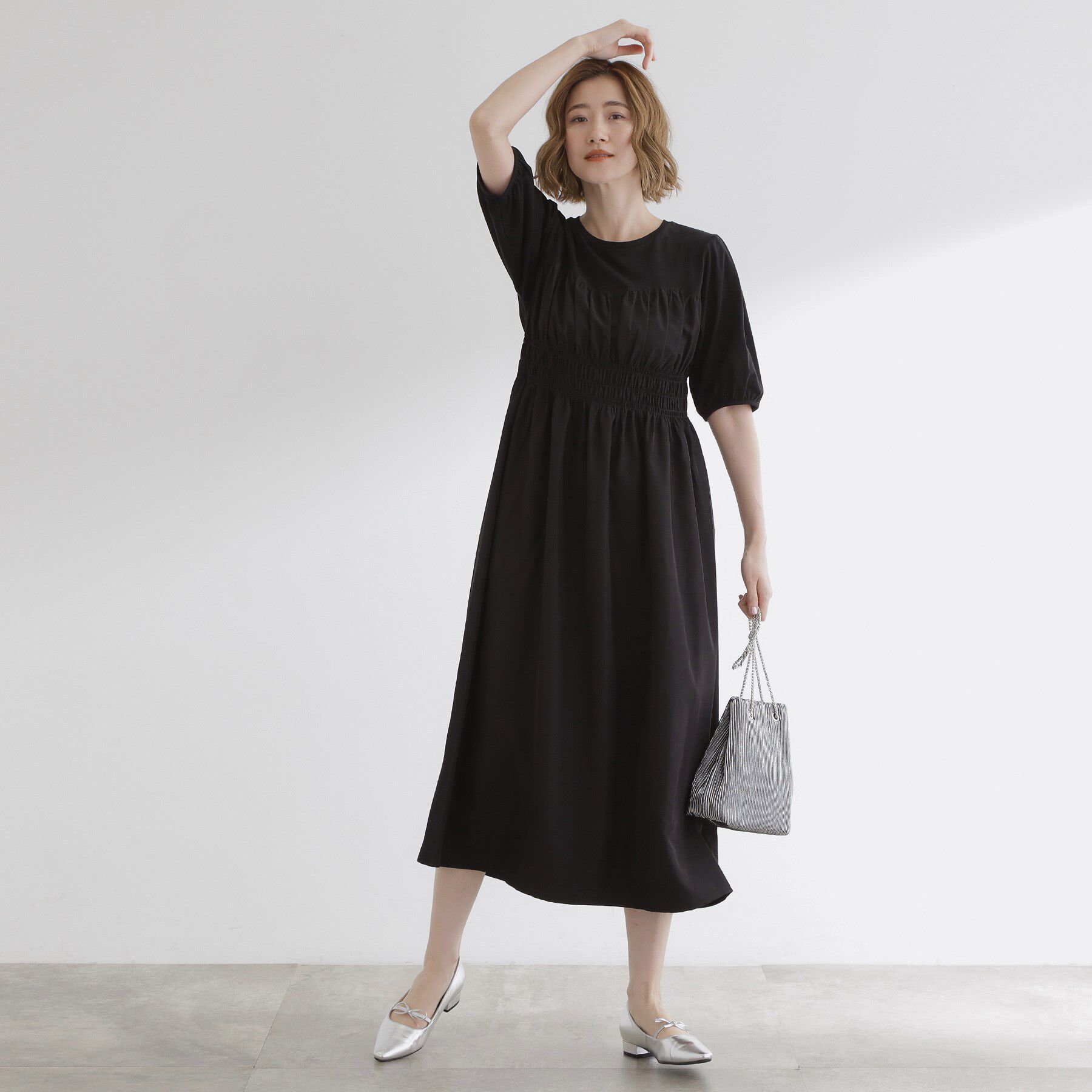 grove「【洗える/二の腕カバー】一枚で映える！ビスチェドッキングワンピース」|ワンピース|