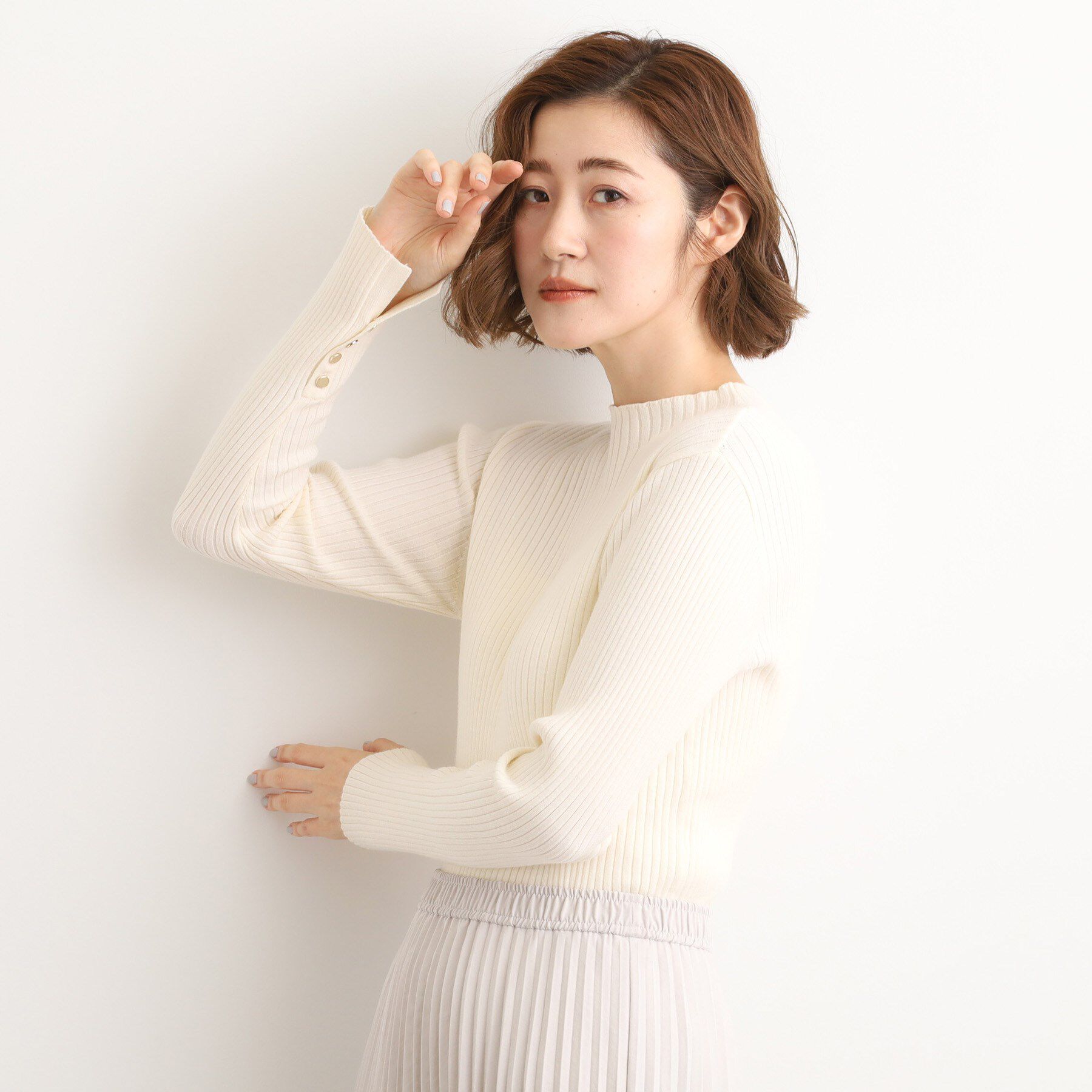 grove「【吸湿発熱／帯電防止】ハイネックリブプルオーバー」|ニット・セーター|