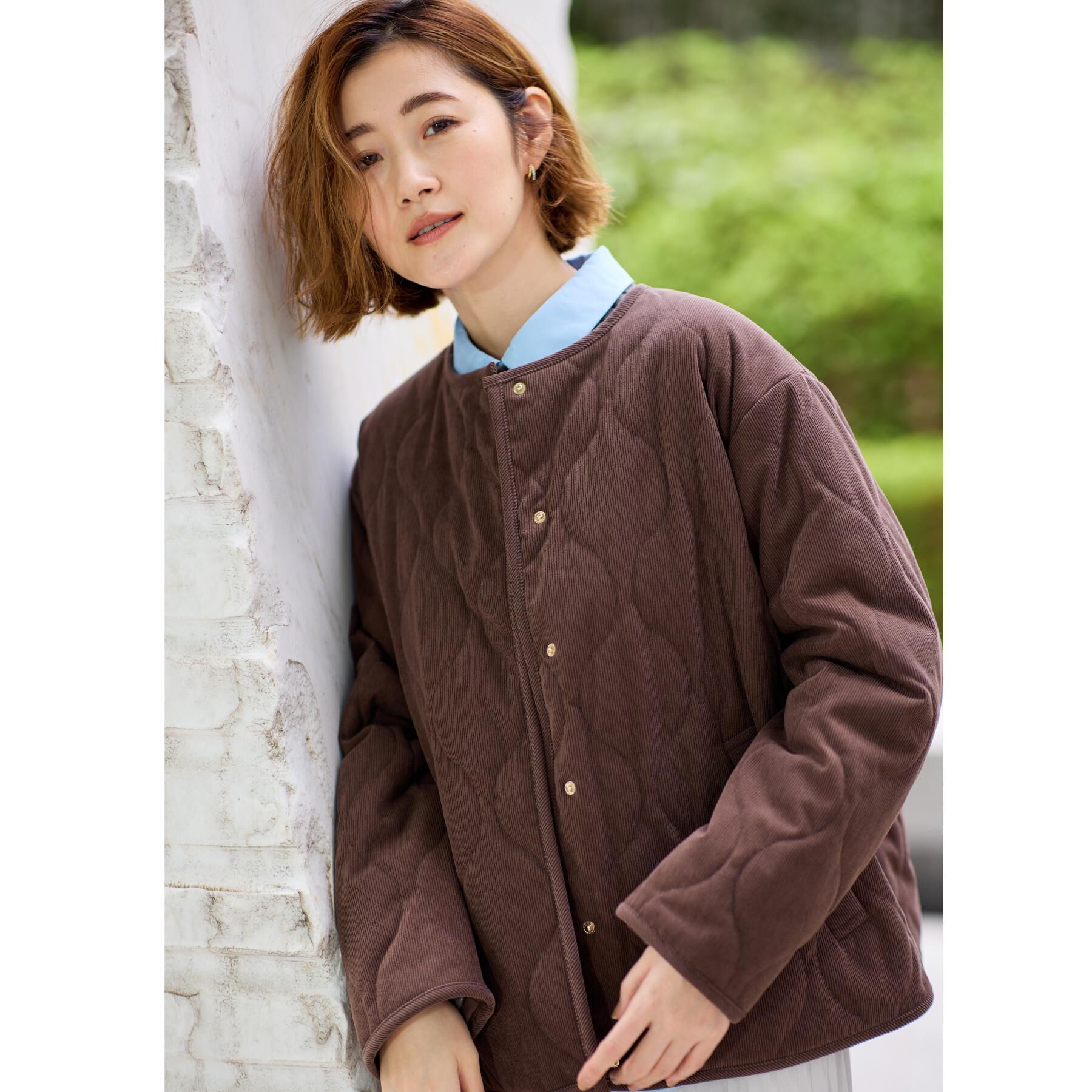grove「【2WAY・リバーシブル】大人が着たい上品コーデュロイジャケット」|ダウン|ブラウン(043)