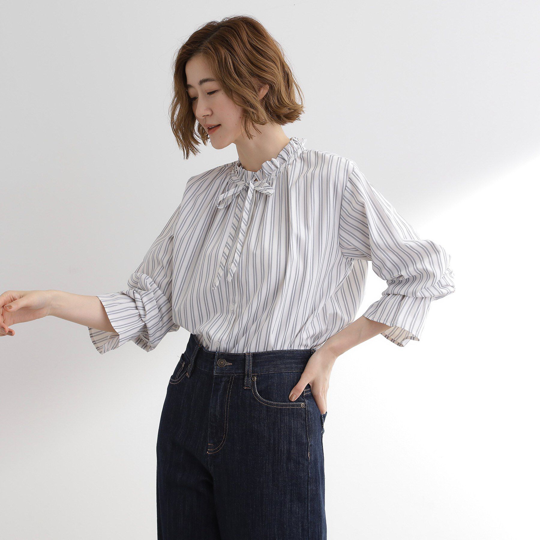 grove「フリルカラーリボンブラウス」|シャツ・ブラウス|