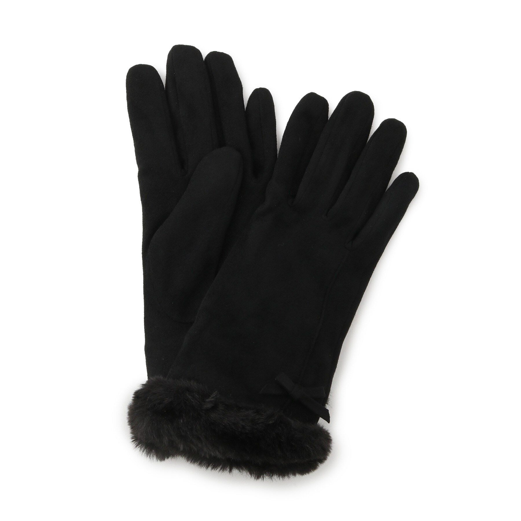 grove「ミニリボンリストフェイクファーグローブ」|手袋|ブラック(019)