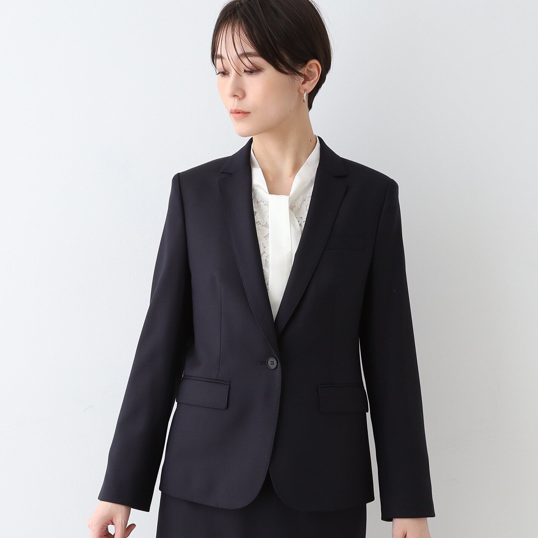 INDIVI「【日本製／インポート素材】ウールストレッチ テーラードカラージャケット」|スーツ|