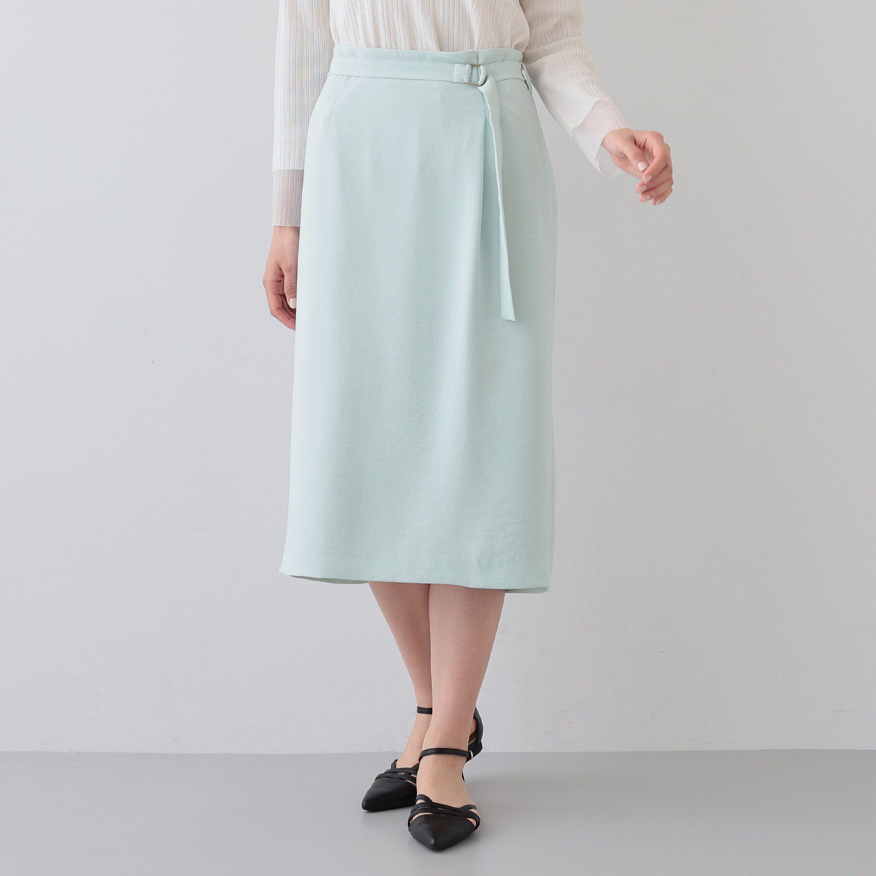 INDIVI「【着る日傘/遮熱/UVケア】ベルト付ストレートラインスカート」|スカート|