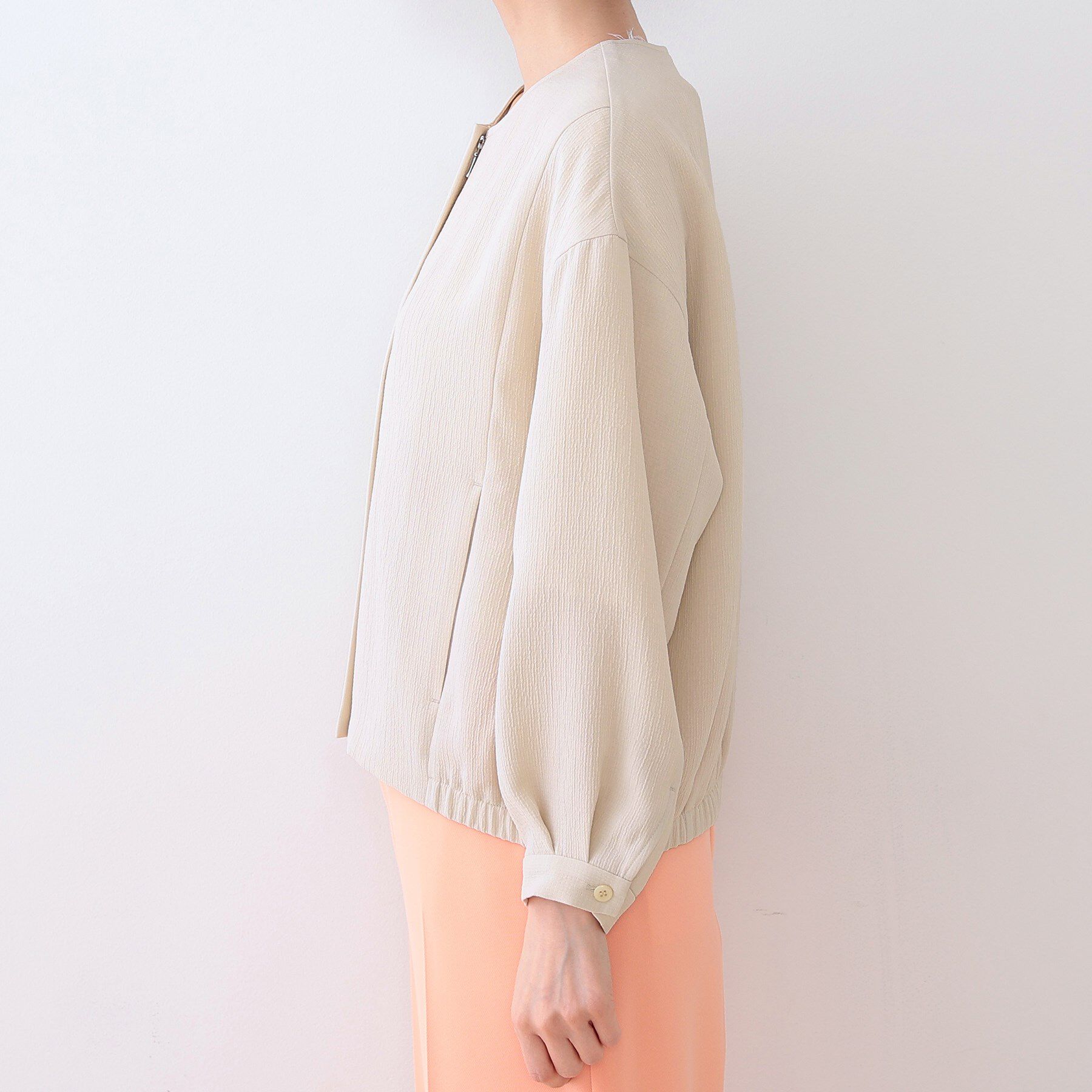 INDIVI「【洗える】凹凸素材シンプルブルゾン」|ブルゾン・スタジャン|