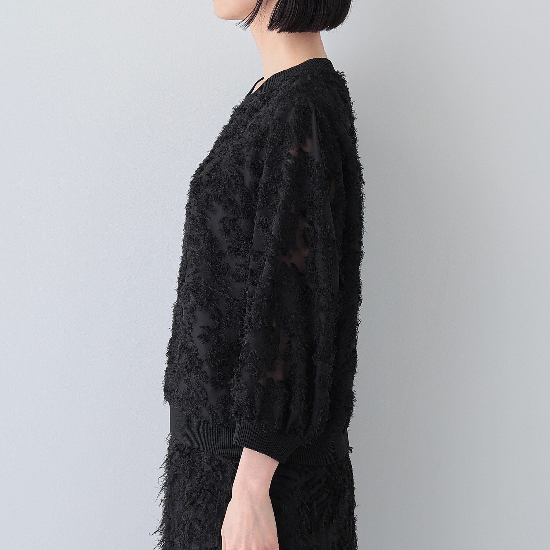 INDIVI「【トレンド／華やか】フリンジカットジャカードトップス」|シャツ・ブラウス|