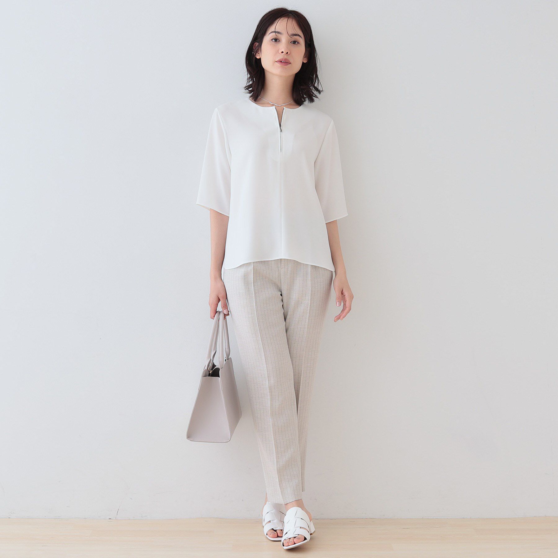 INDIVI「【洗える】ハーフジップデザインブラウス」|シャツ・ブラウス|