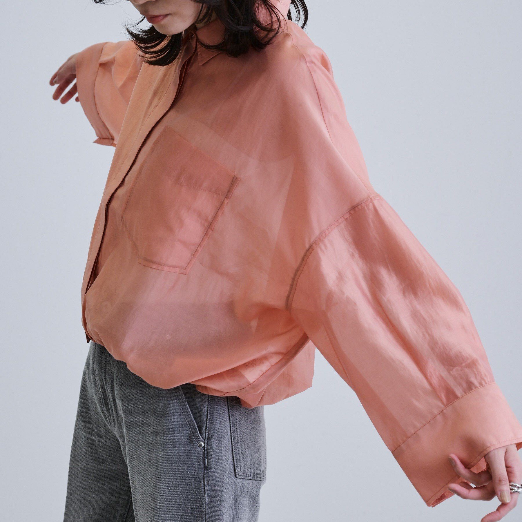 GALLEST「【再入荷】シアーローンステンカラーシャツ/シアーシャツ/シアートップス」|シャツ・ブラウス|