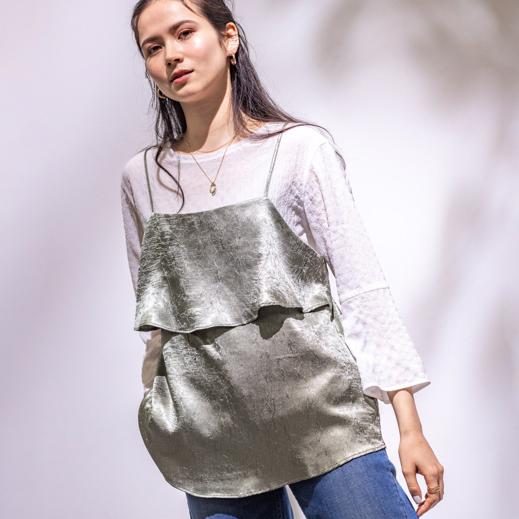 INDIVI「【2点セット／洗える】カセット服 キャミ＆ブラウス セットトップス」|その他|