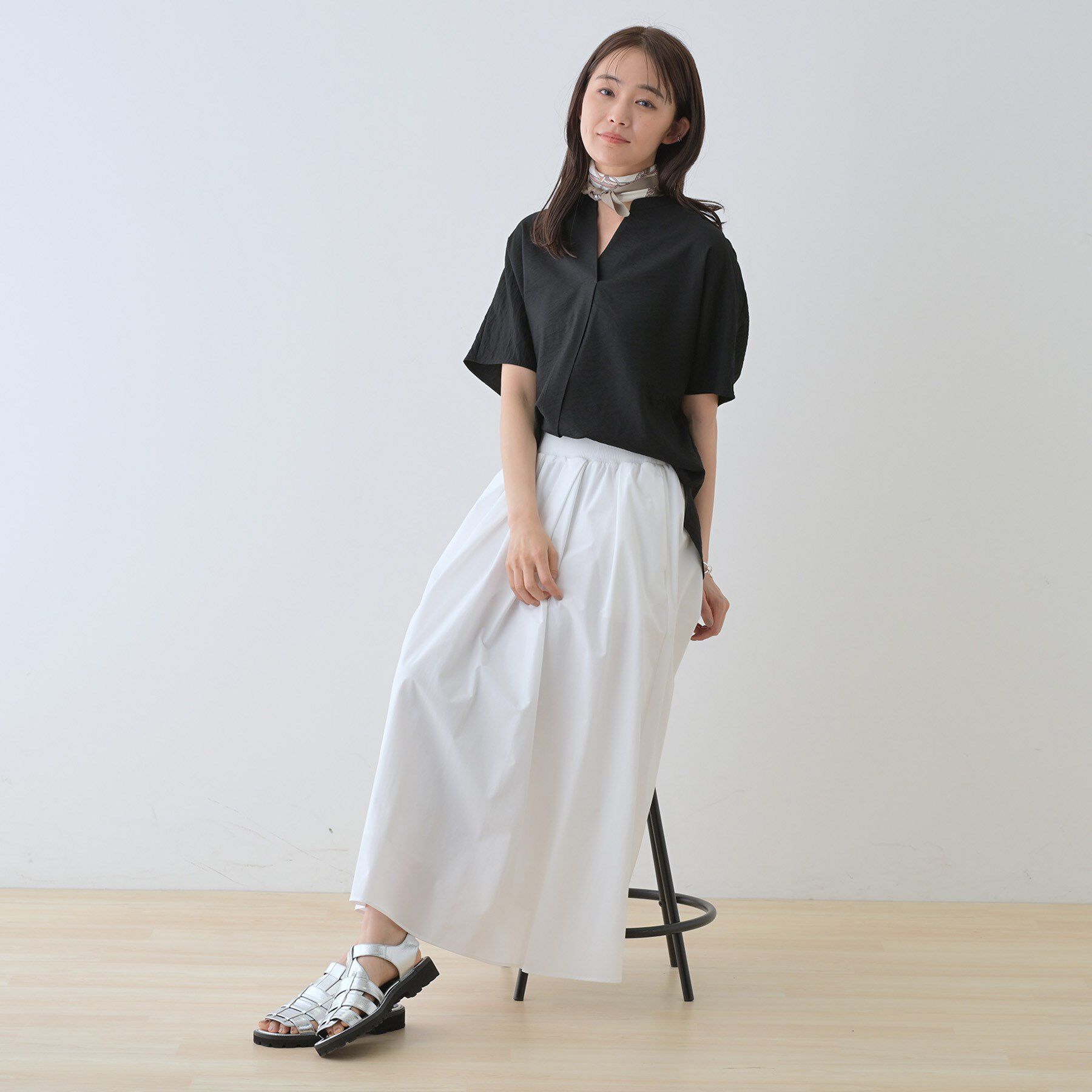 INDIVI「【洗える／UVケア／SETUP可能】スキッパードルマンブラウス」|シャツ・ブラウス|