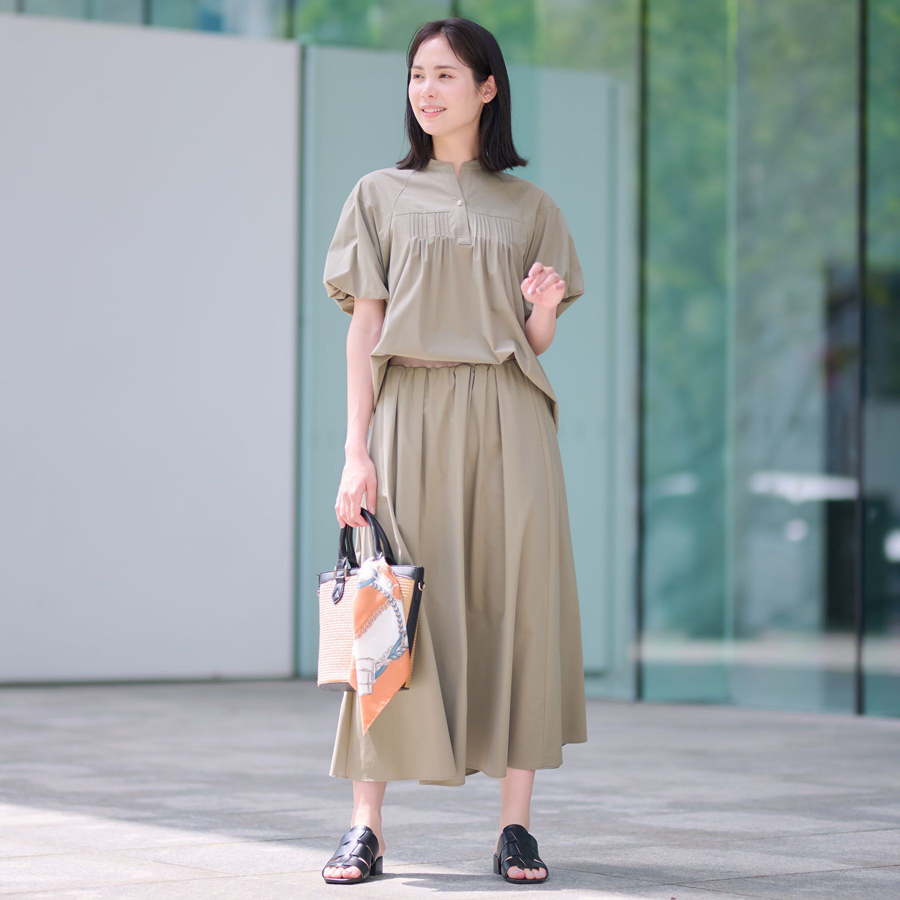 INDIVI「【通気性◎撥水／UVケア／SETUP可能】アクティブスカート」|スカート|