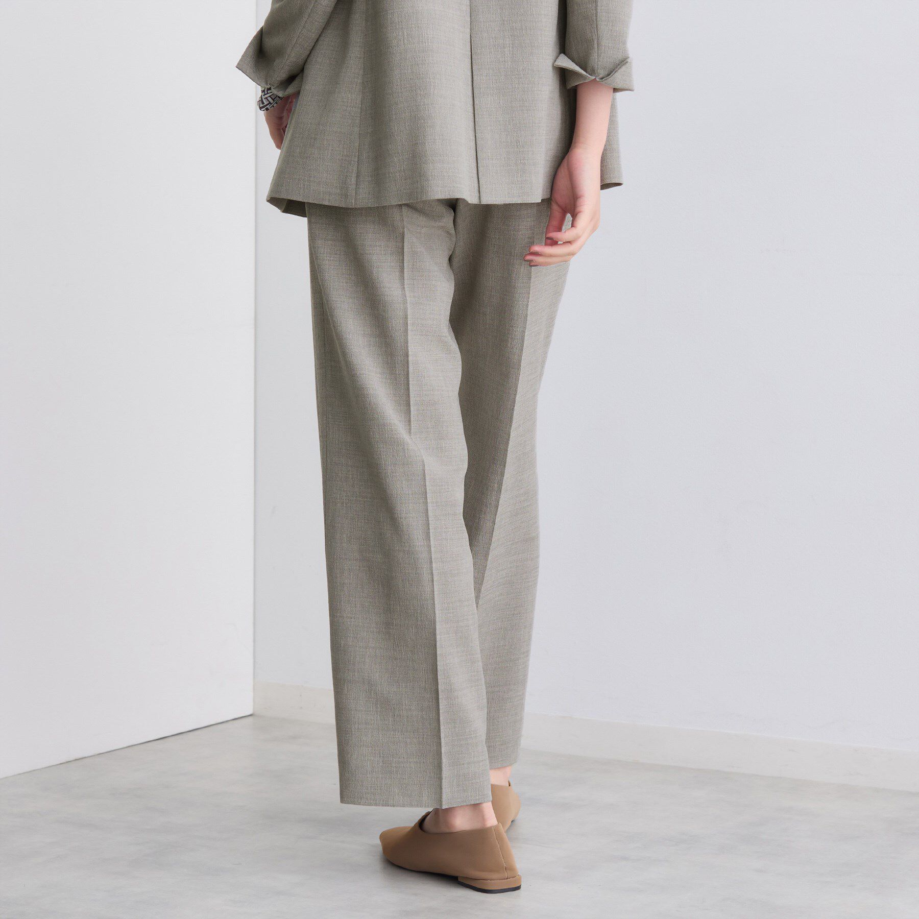 INDIVI「【洗える／セットアップ可能】凹凸ストレッチ素材ストレートパンツ」|その他|