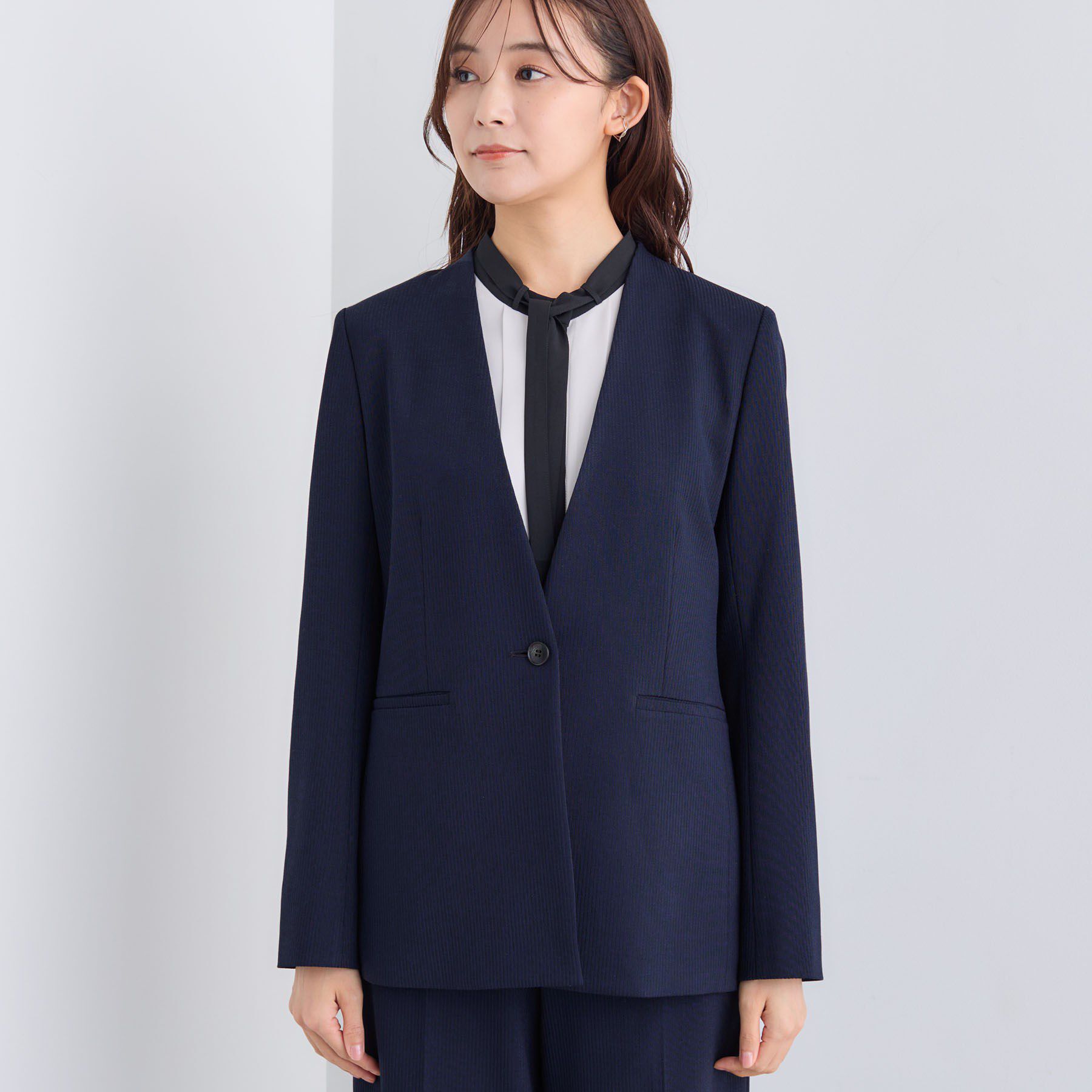 INDIVI「【日本製／通勤スーツ】プレシャスドビー ノーカラージャケット」|スーツ|