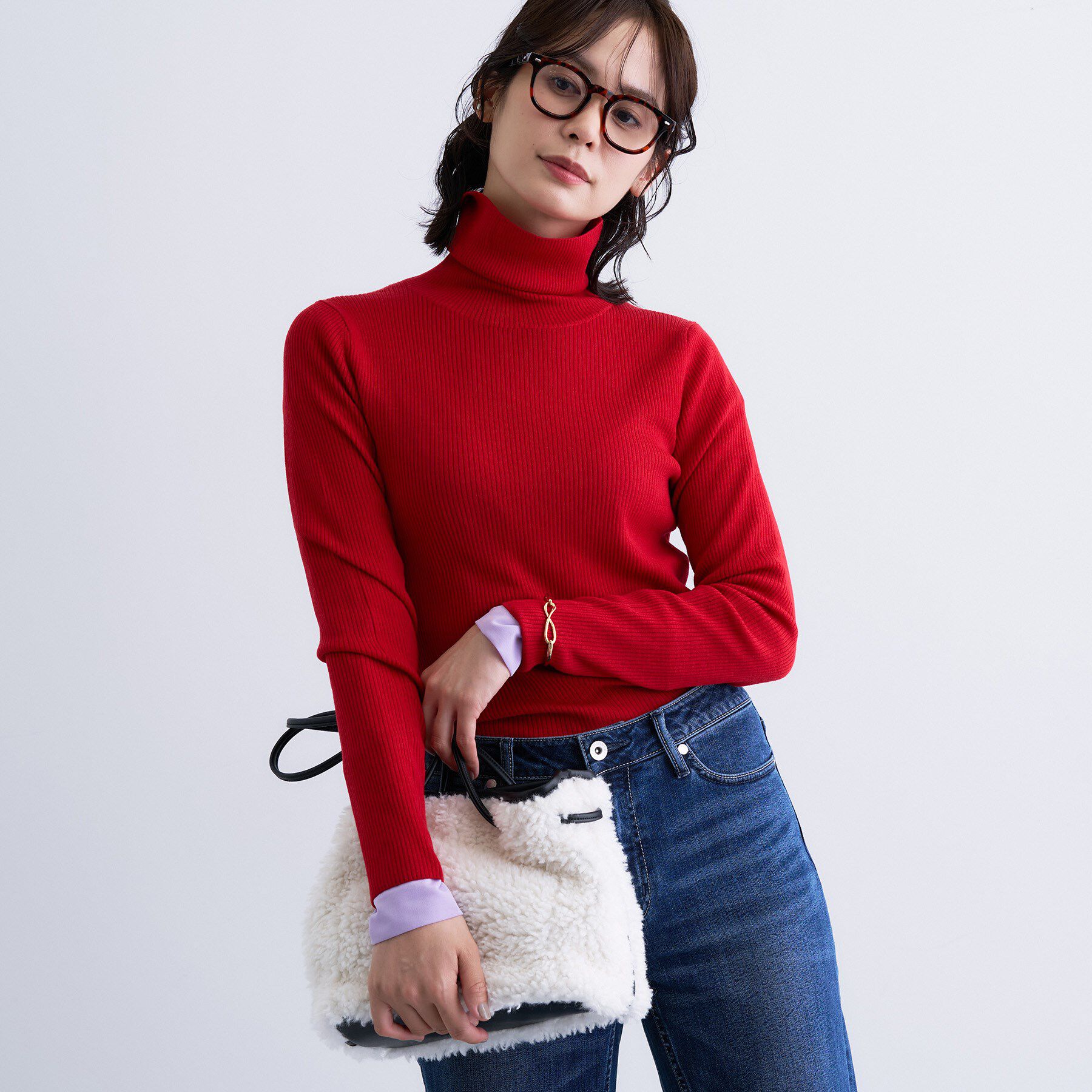 INDIVI「【洗える／毛玉になりにくい】エクストラファインウール リブタートルニット」|ニット・セーター|