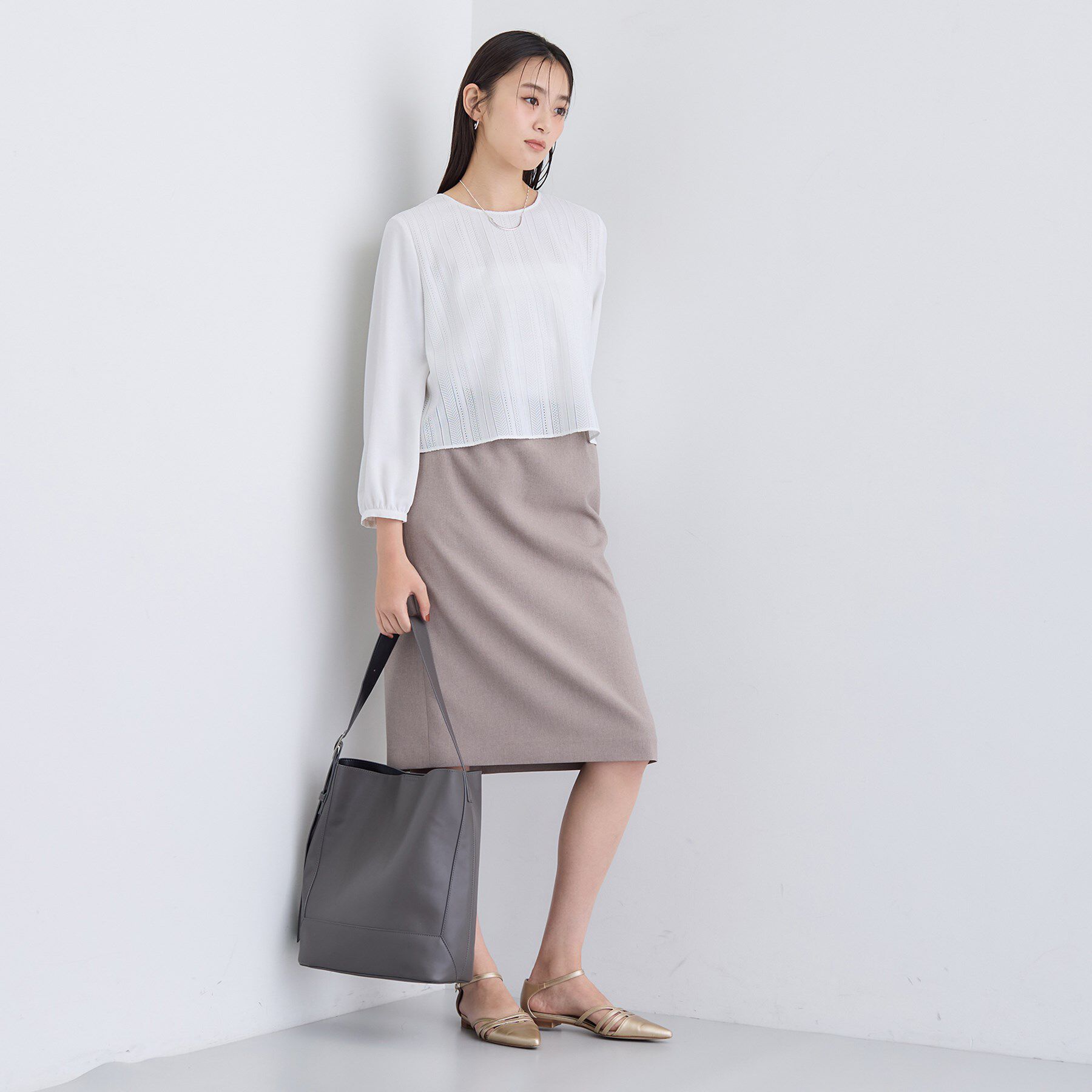 INDIVI「【オフィス／きれいめ】2WAYレース切り替えブラウス」|シャツ・ブラウス|