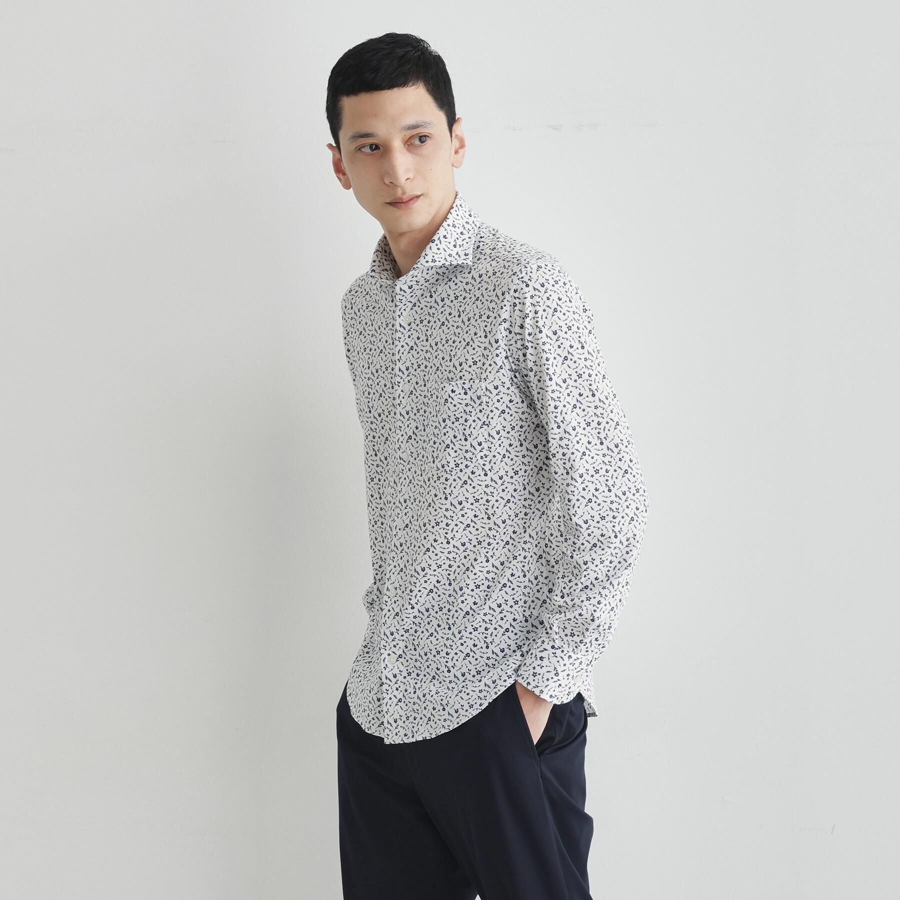 TAKEO KIKUCHI「クールマックス 鹿の子 フラワープリントシャツ」|シャツ・ブラウス|