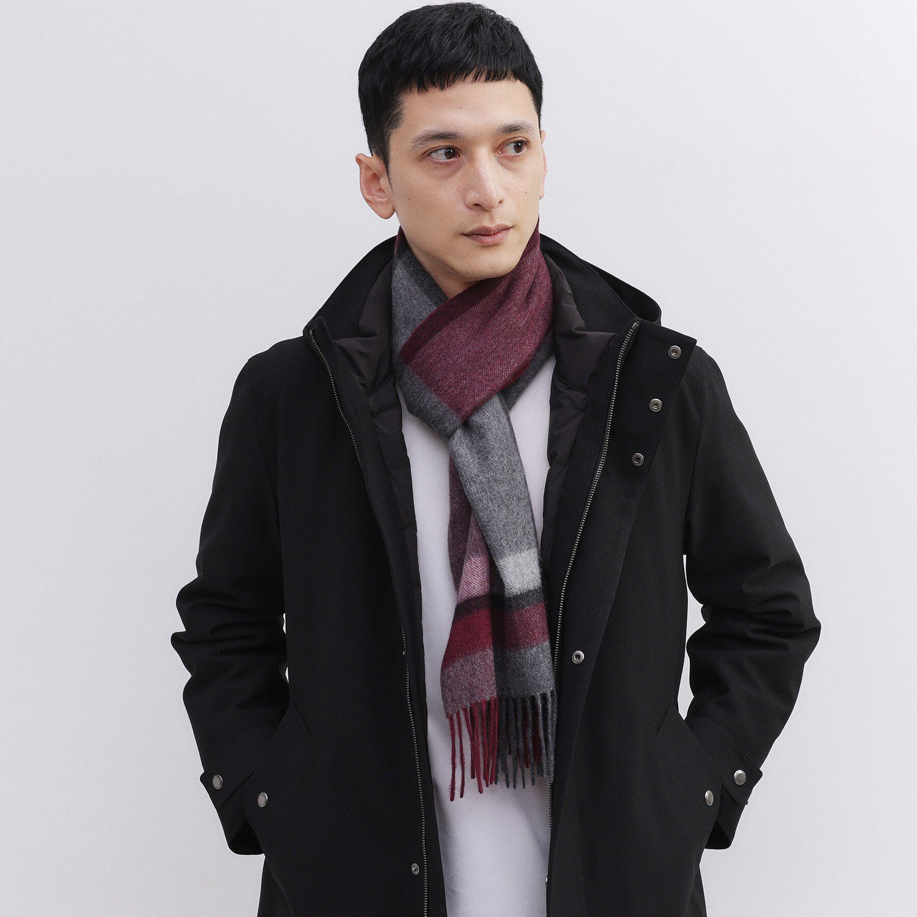 TAKEO KIKUCHI「【洗えるカシミヤ】 ピュアカシミヤ パネルチェックマフラー」|ストール|