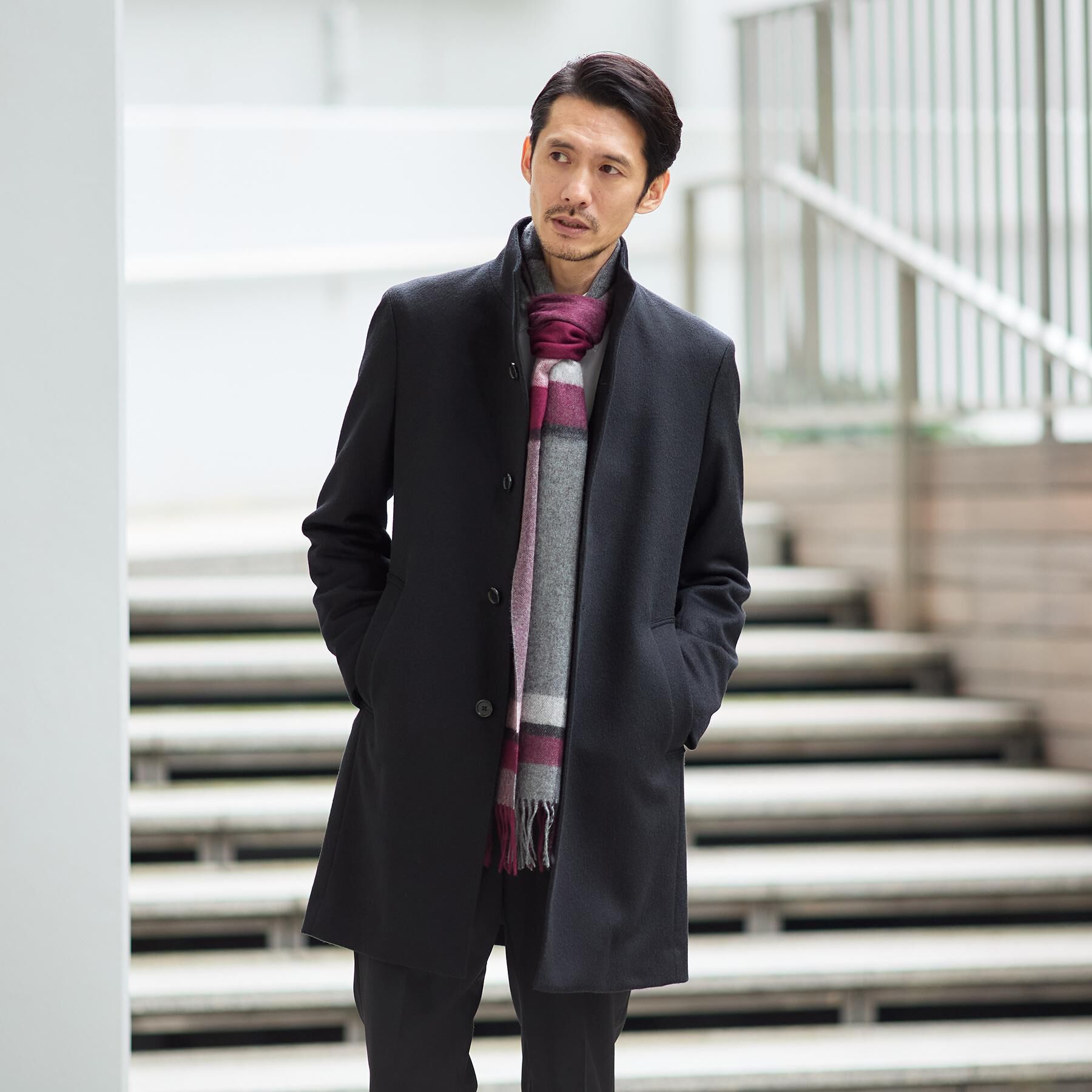 TAKEO KIKUCHI「【洗えるカシミヤ】 ピュアカシミヤ パネルチェックマフラー」|ストール|