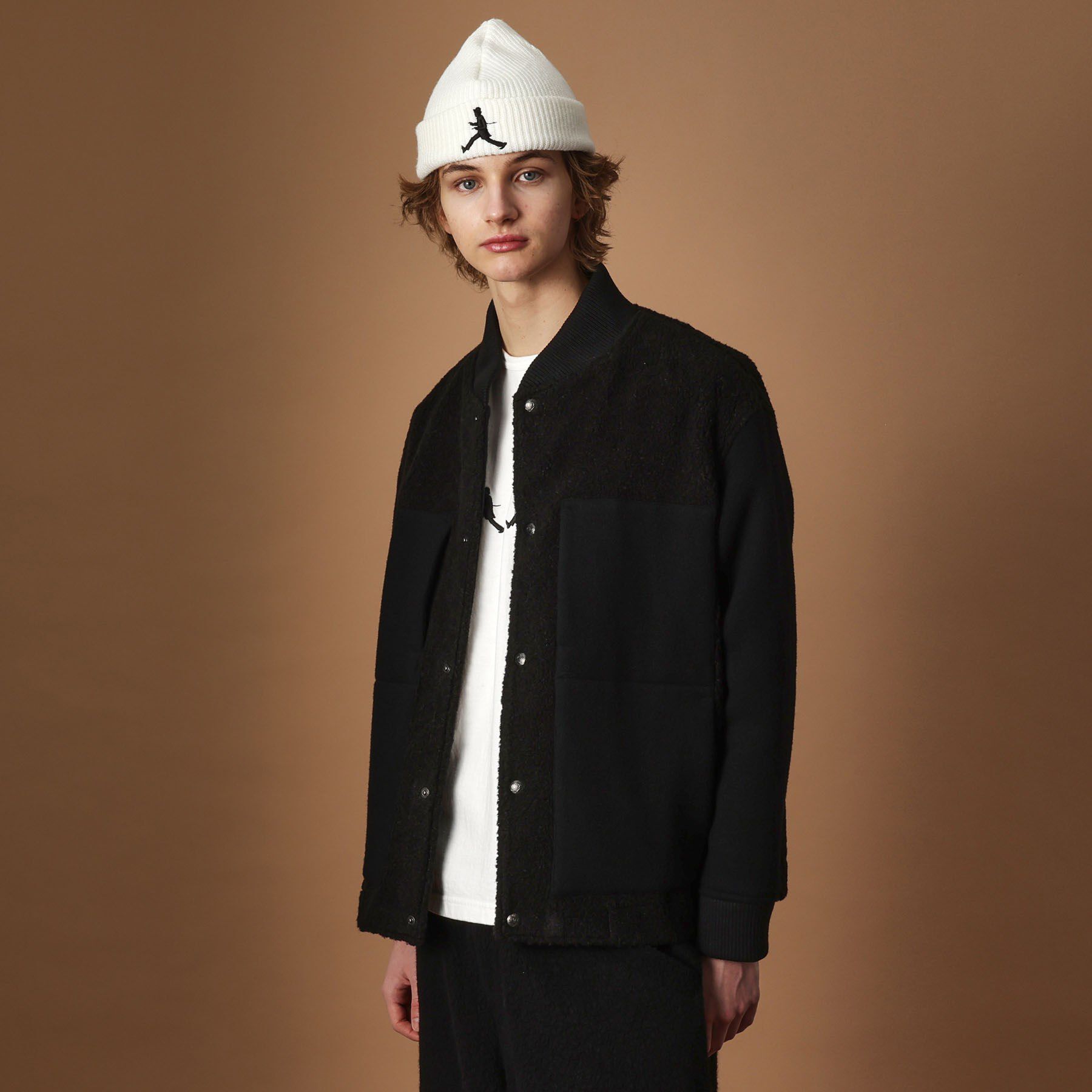 40CARATS&525「2重織りモッサボアパイル コンビブルゾン」|ブルゾン・スタジャン|ブラック(019)