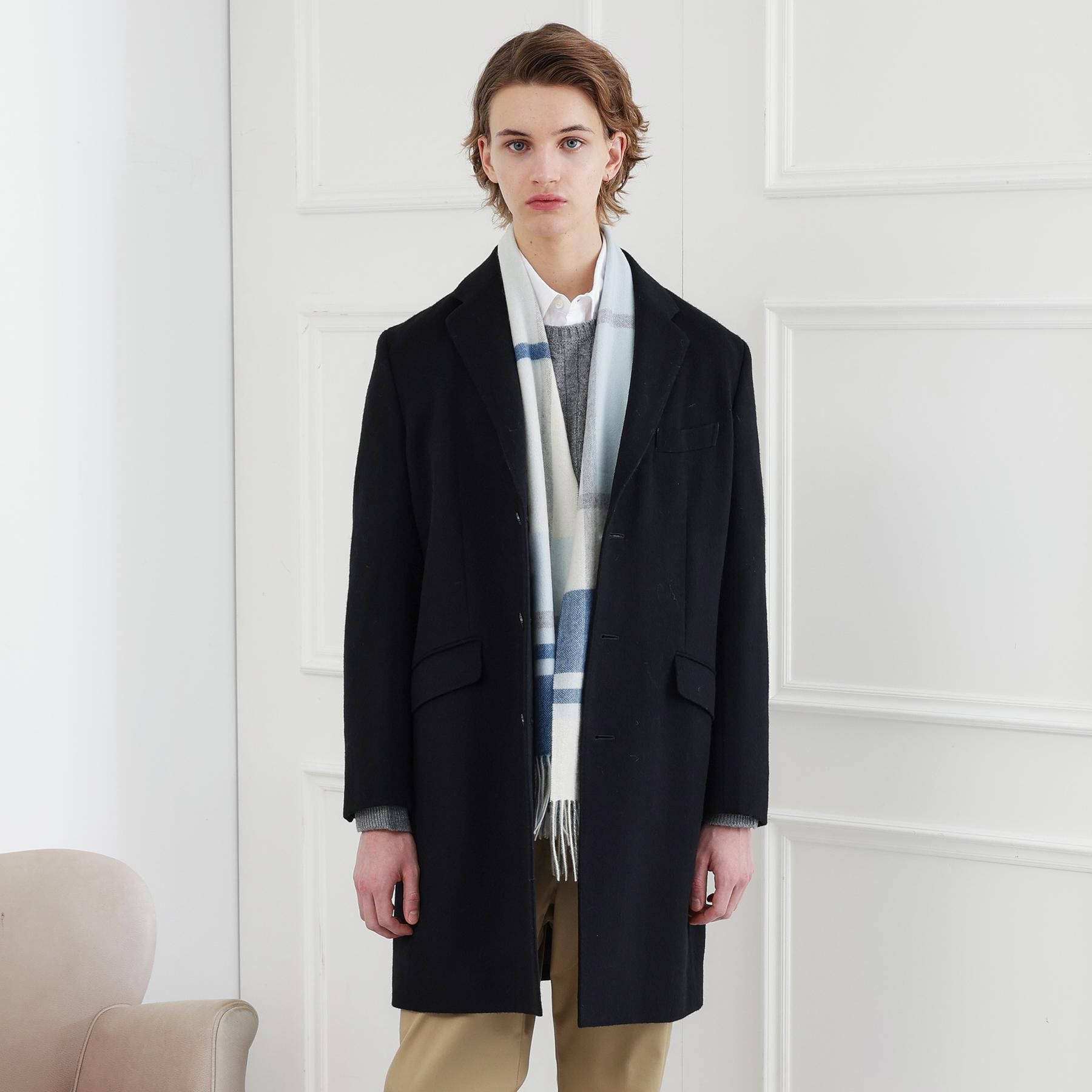 TAKEO KIKUCHI「チェックカシミヤマフラー」|ストール|