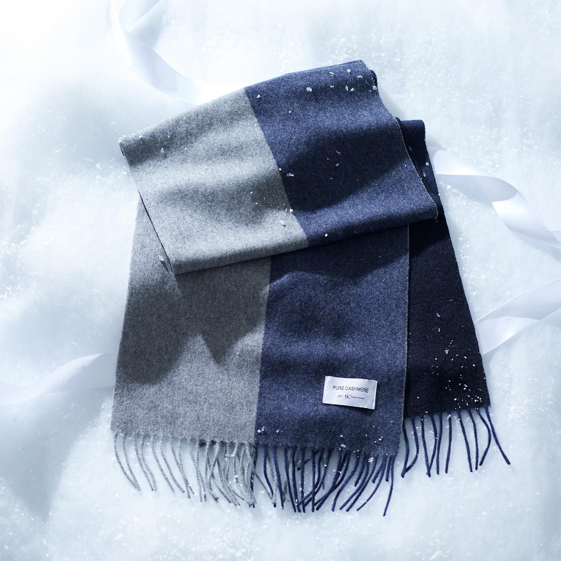 tk.TAKEO KIKUCHI「【カシミヤ100％】ピュアカシミヤセパレートマフラー」|ストール|ブルー(593)