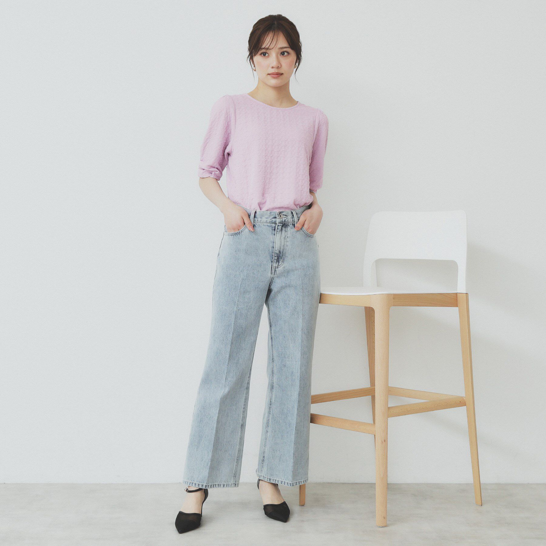 index「シボジャカードタックギャザートップス【洗濯機洗い可】」|Tシャツ・カットソー|