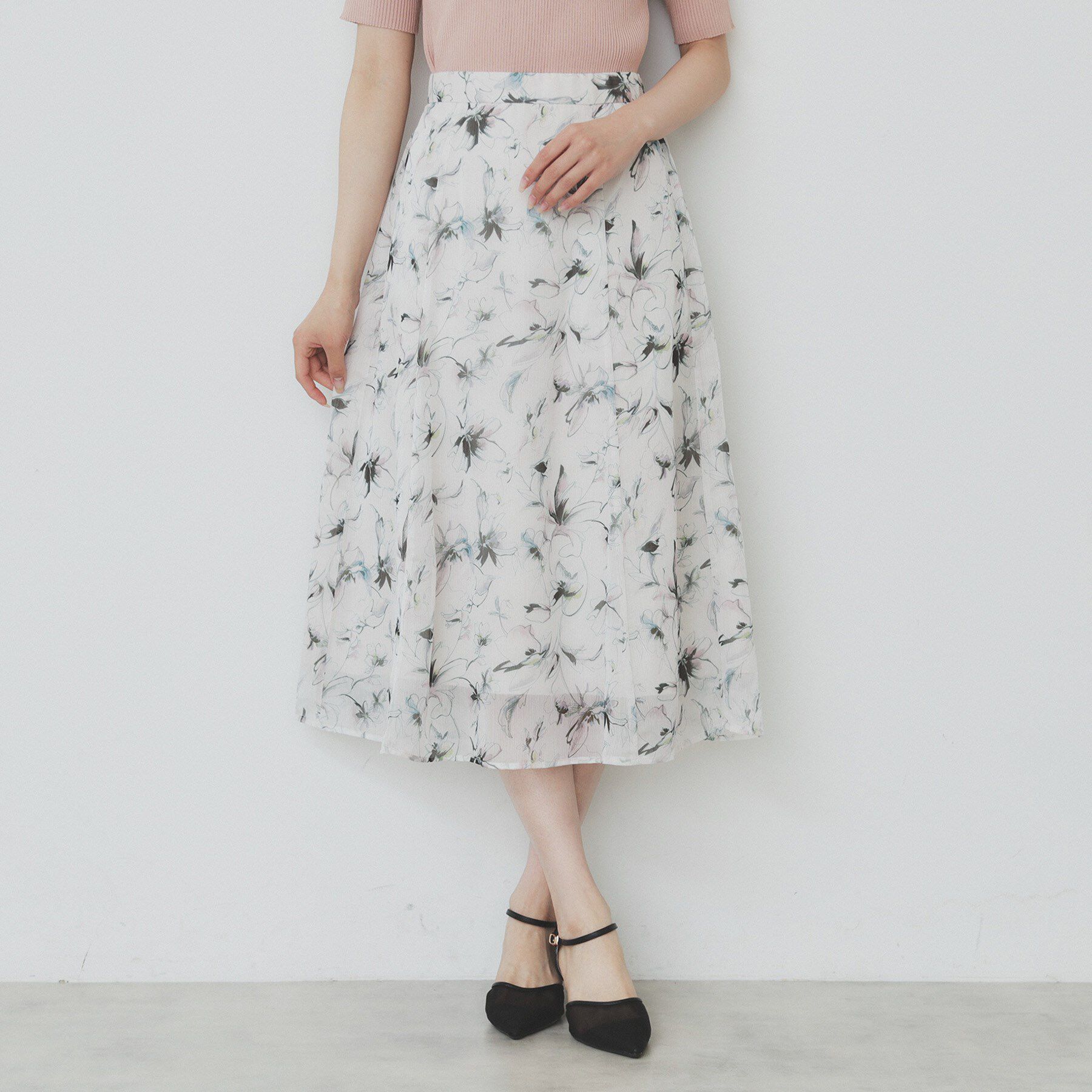 index「シアーフラワーフレアスカート【洗濯機洗い可】」|スカート|