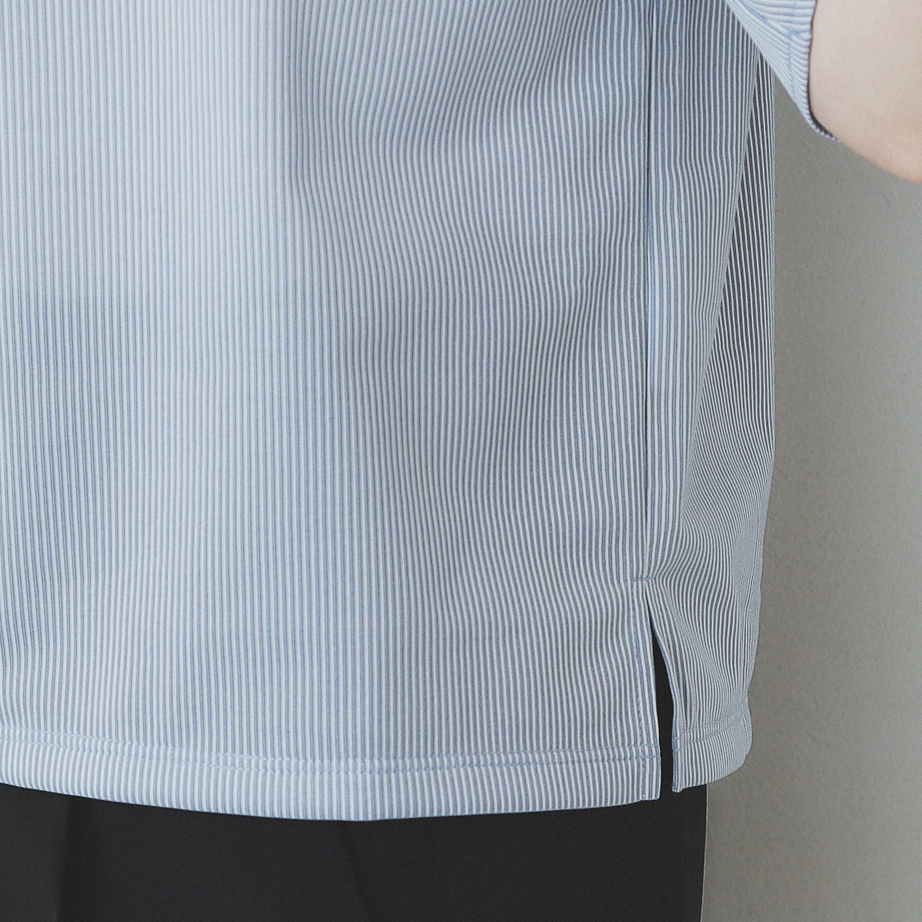 index「ストライプジャージタックスリーブトップス【吸水速乾/洗濯機洗い可】」|Tシャツ・カットソー|