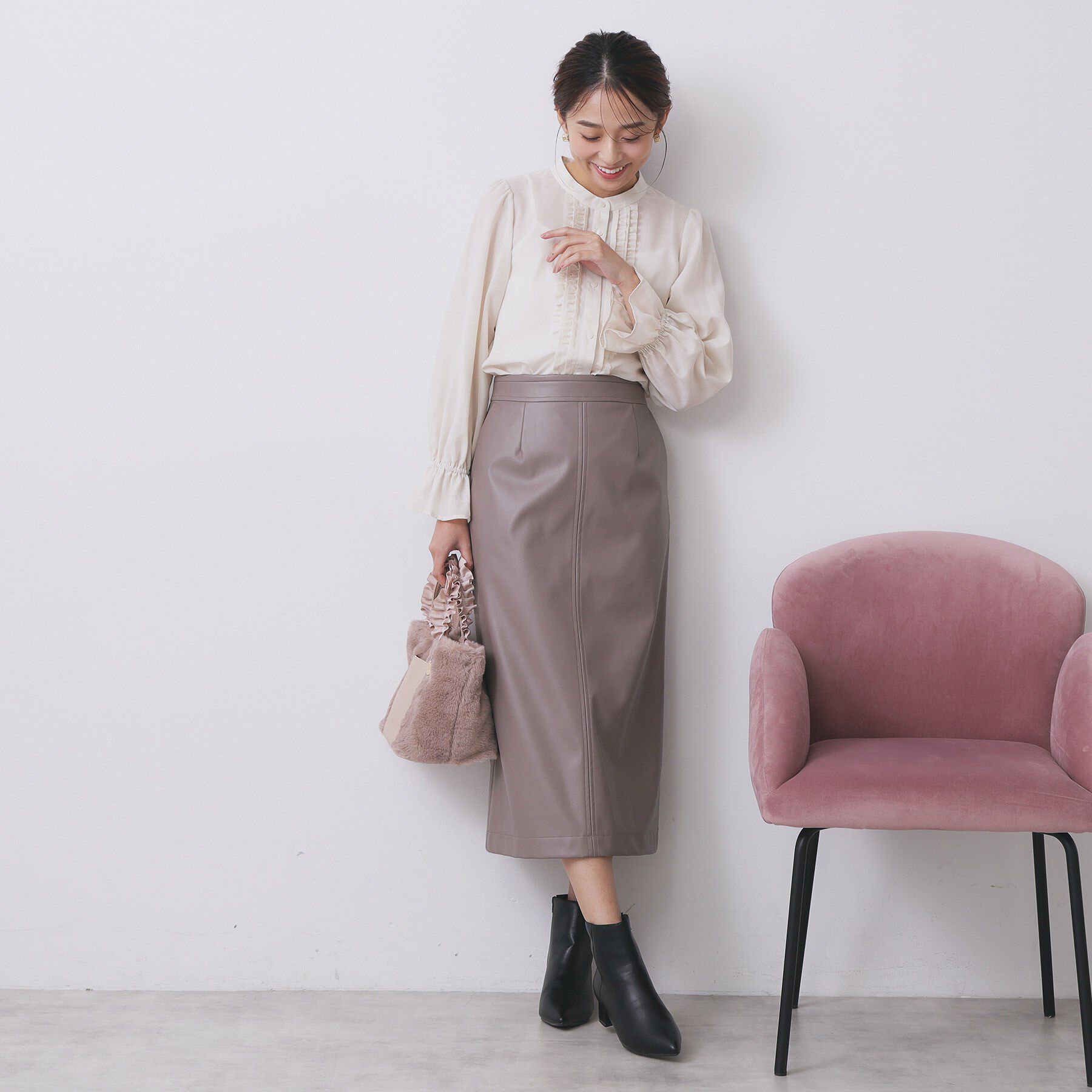 index「タックフリルバンドカラーブラウス【洗濯機OK/イージーアイロン】」|シャツ・ブラウス|