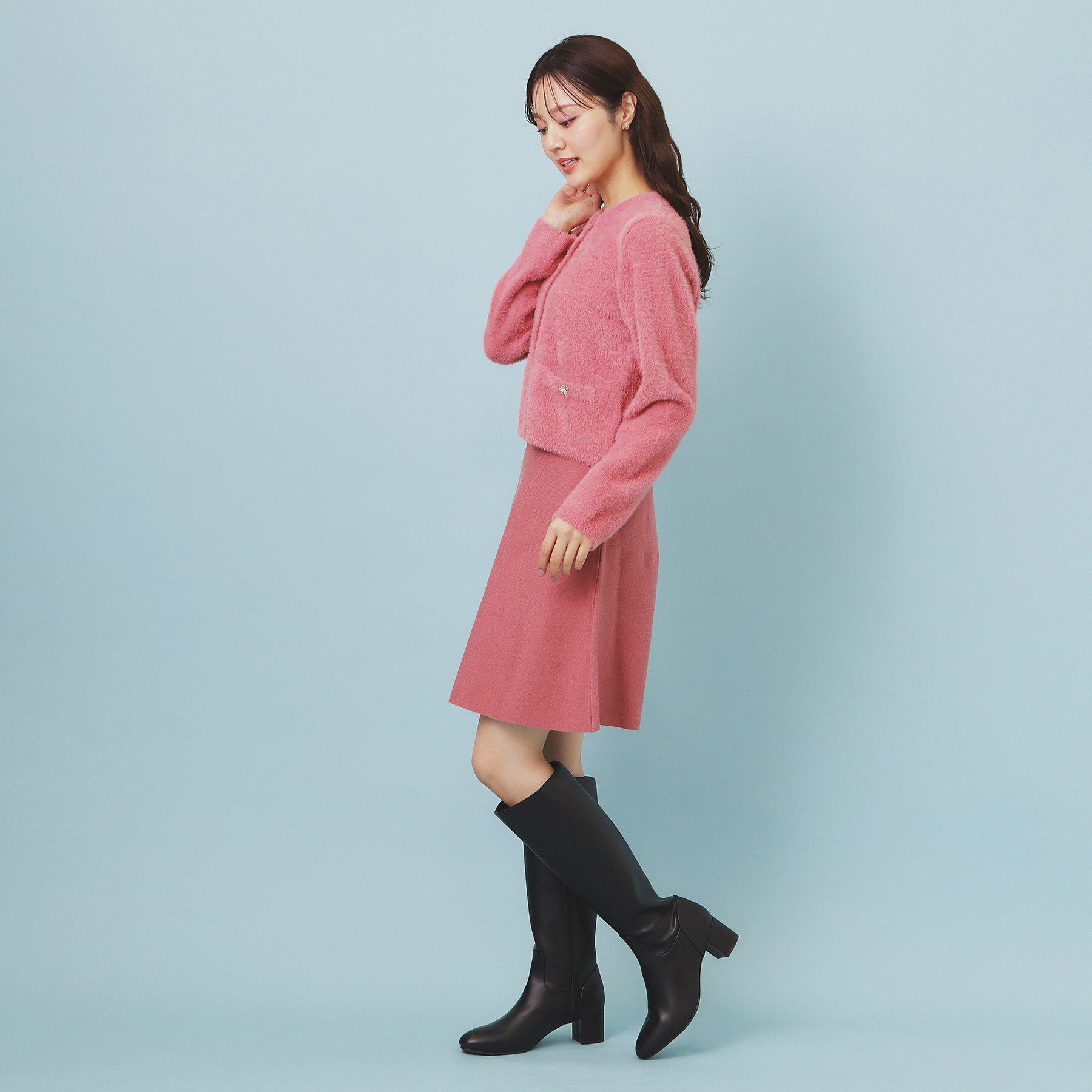 index「フェザーヤーンフラワーボタンカーディガン【洗濯機OK】」|カーディガン|