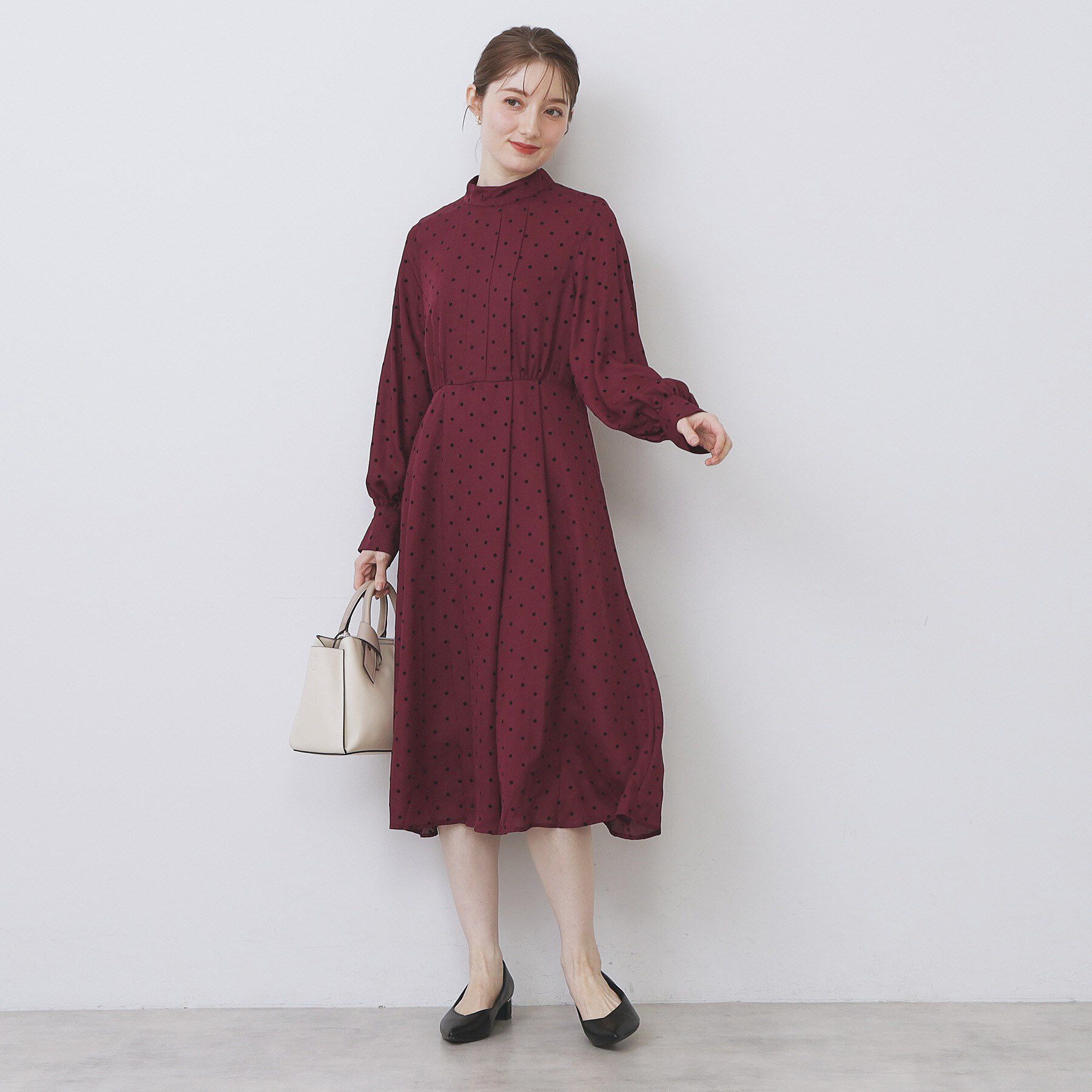 index「ドットデザインタックワンピース【洗濯機OK/イージーアイロン】」|ワンピース|