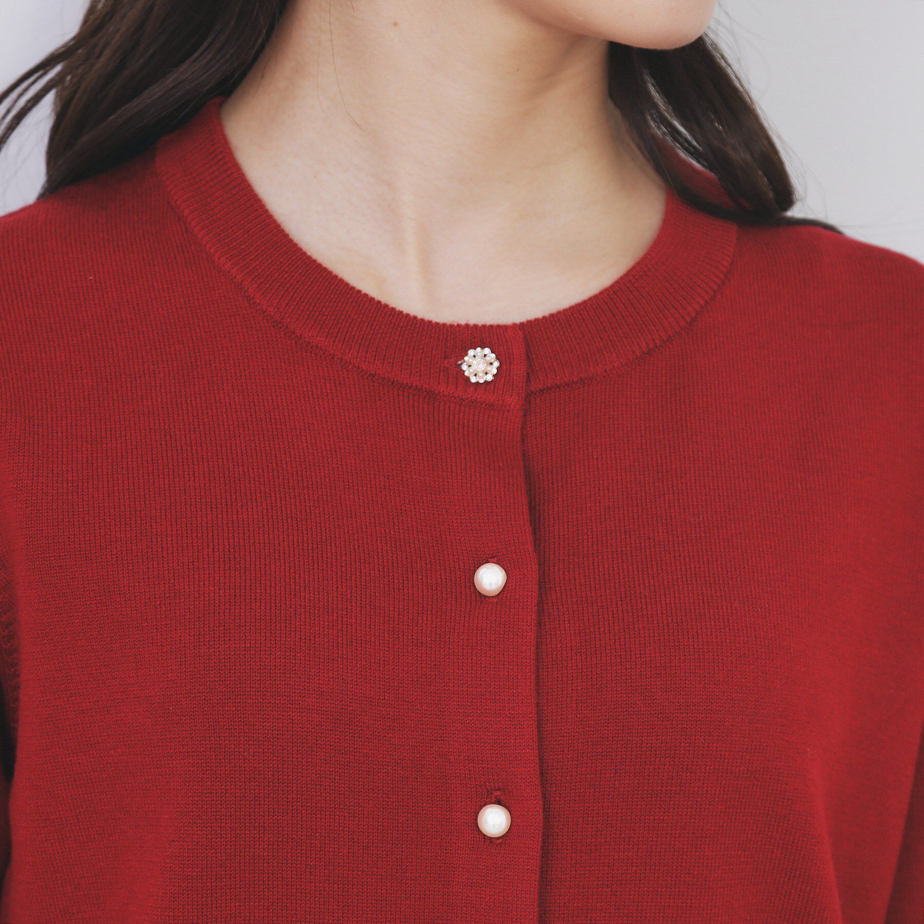 index「ビジュークルーネックカーディガン【洗濯機OK】」|カーディガン|