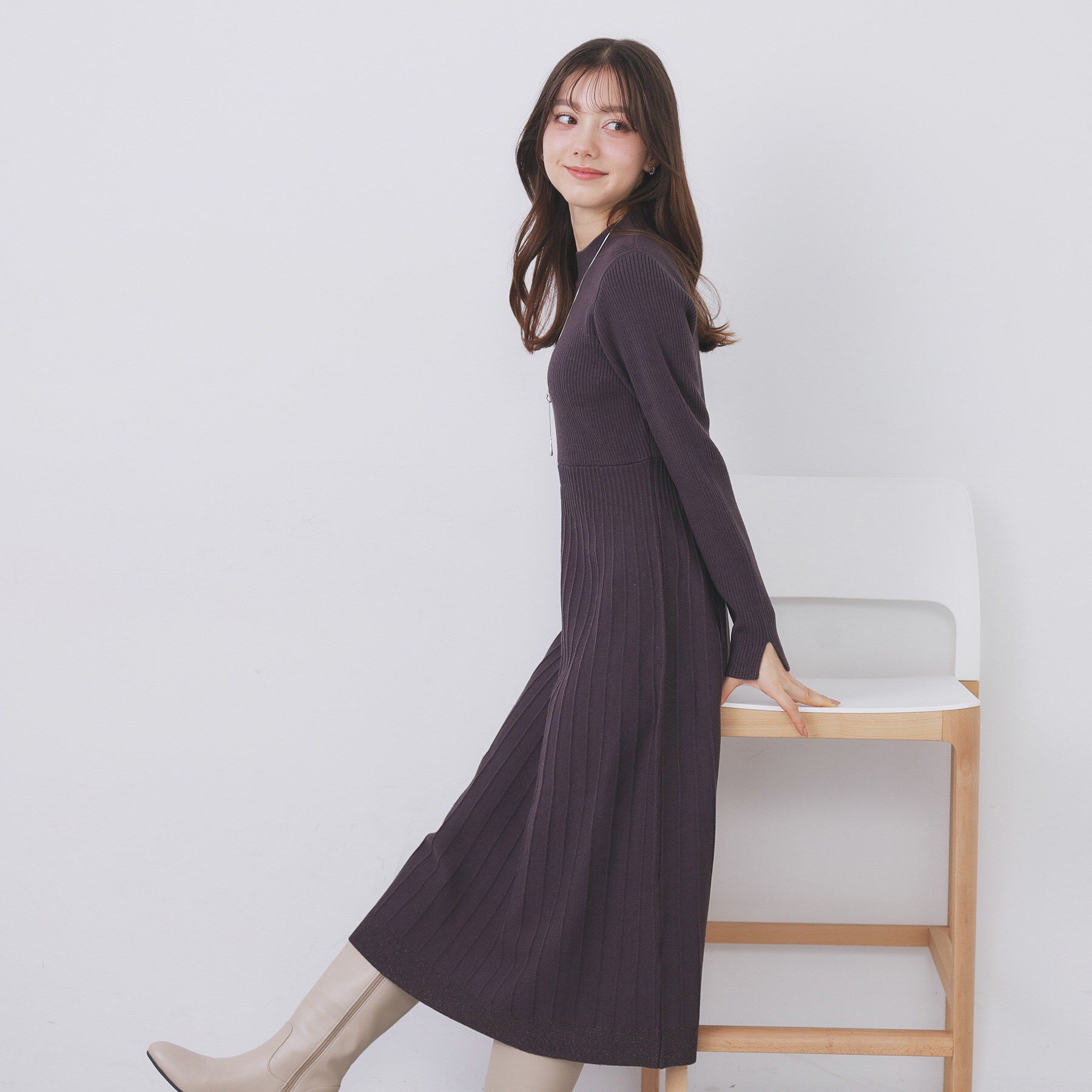 index「ラメフェザープルオーバーセット ニットワンピース【洗濯機OK】《XS～LL》」|スーツ|