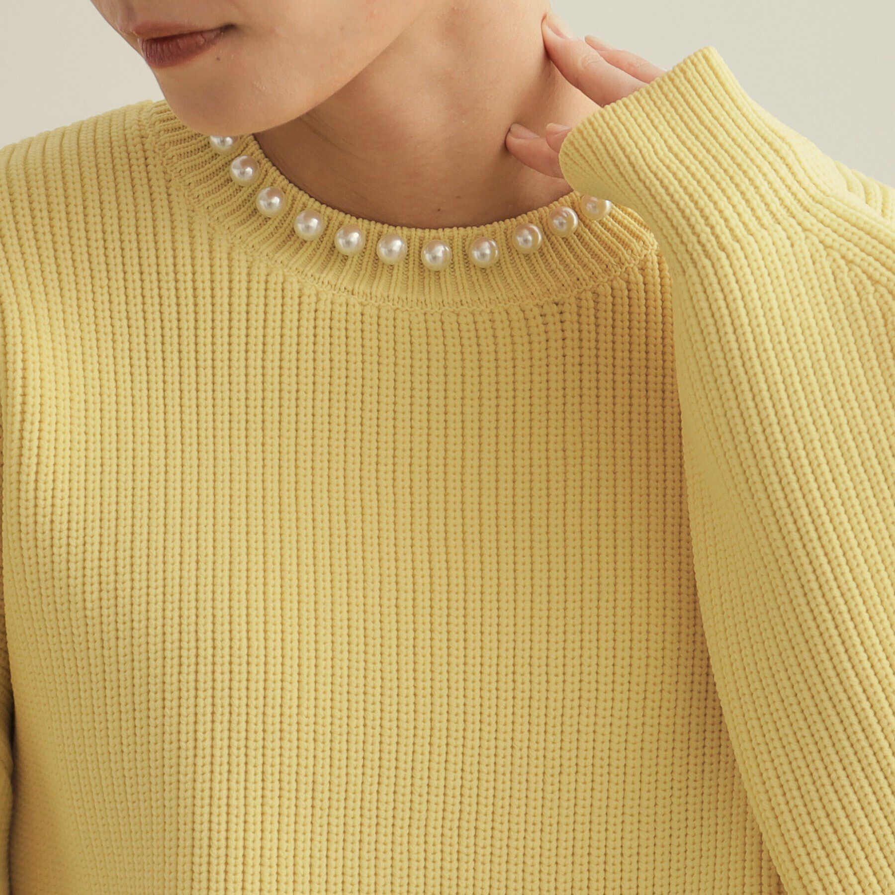 OPAQUE.CLIP「パール調ボタン付ニット【洗濯機洗い可/抗ピル】」|ニット・セーター|