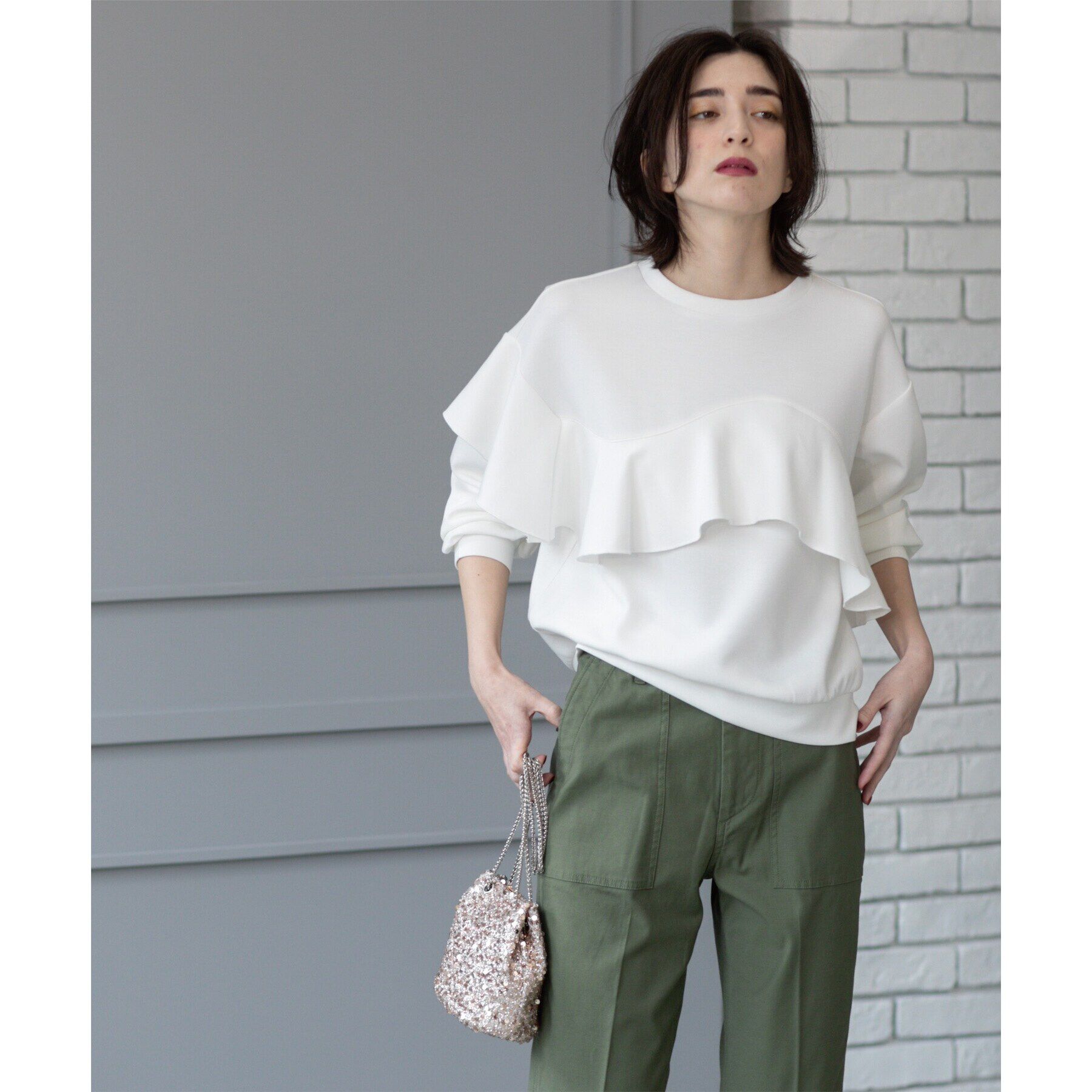 OPAQUE.CLIP「フリルアシメトップス【洗濯機洗い可】」|Tシャツ・カットソー|