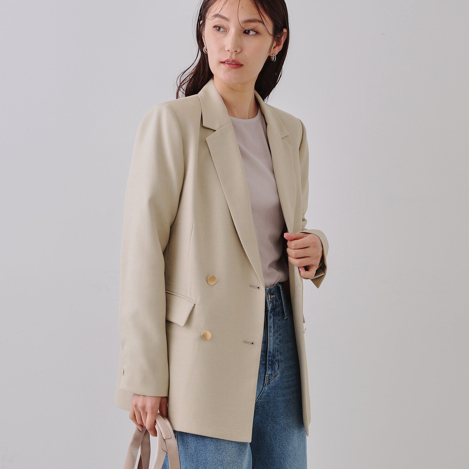 OPAQUE.CLIP「金ボタンダブルテーラードジャケット【洗える】」|テーラードジャケット|ライトベージュ(05