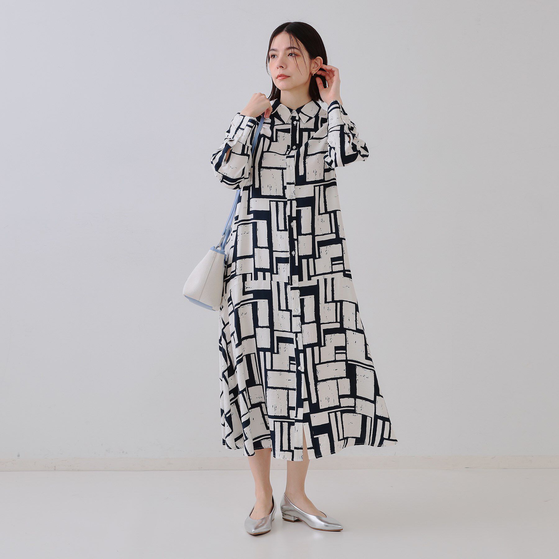 OPAQUE.CLIP「ジオメトリックプリントワンピース」|ワンピース|