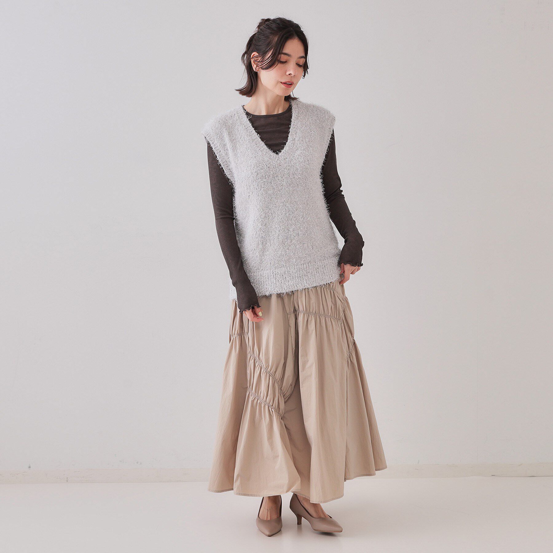 OPAQUE.CLIP「《andGIRL掲載》ラメシャギーニットベスト【洗濯機洗い可/抗ピル】」|ベスト・ジレ|