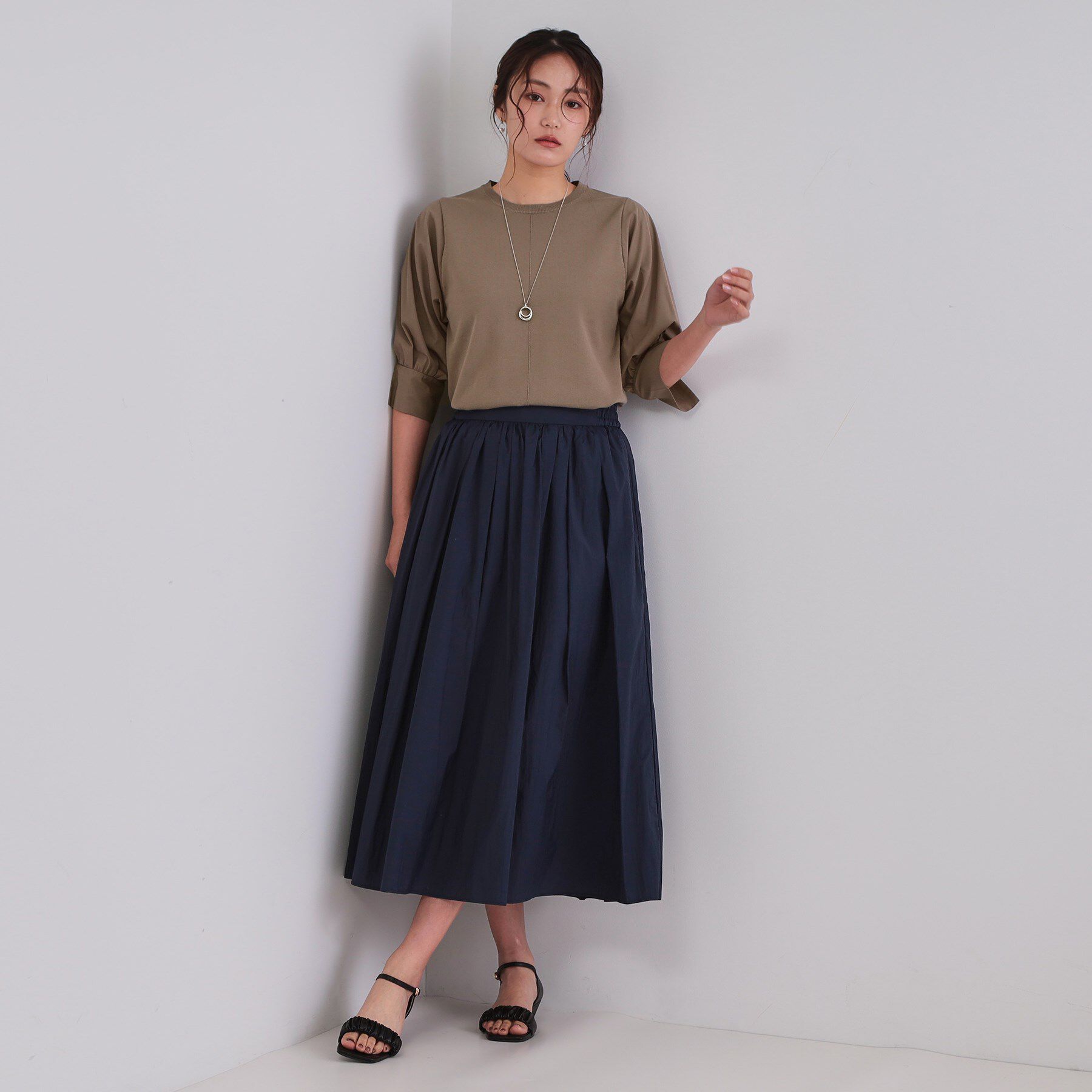 OPAQUE.CLIP「フハクスリーブドッキングニット【洗濯機洗い可】」|ニット・セーター|