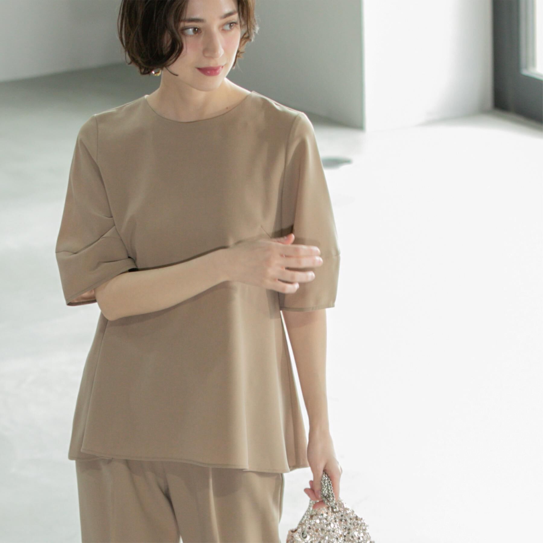 OPAQUE.CLIP「《6色展開》ストレッチペプラムブラウス/セットアップ対応【洗濯機洗い可/防シワ】」|シャツ・ブラウス|