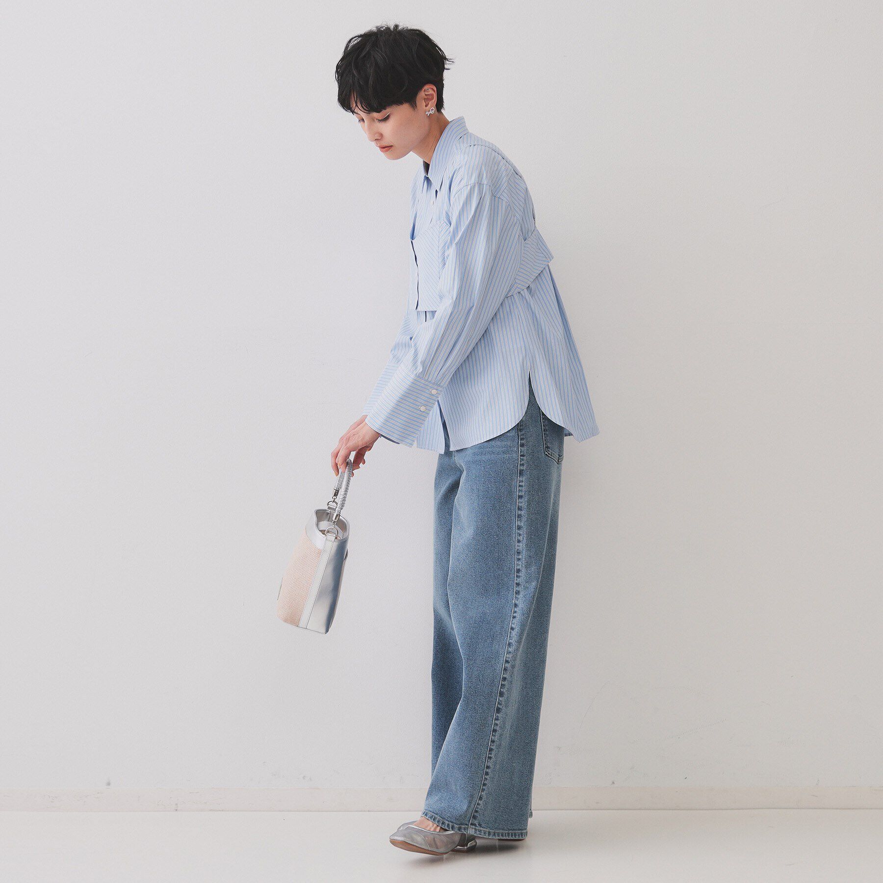 OPAQUE.CLIP「《andGIRL掲載》ストライプビスチェセットシャツ【洗濯機洗い可）】」|シャツ・ブラウス|