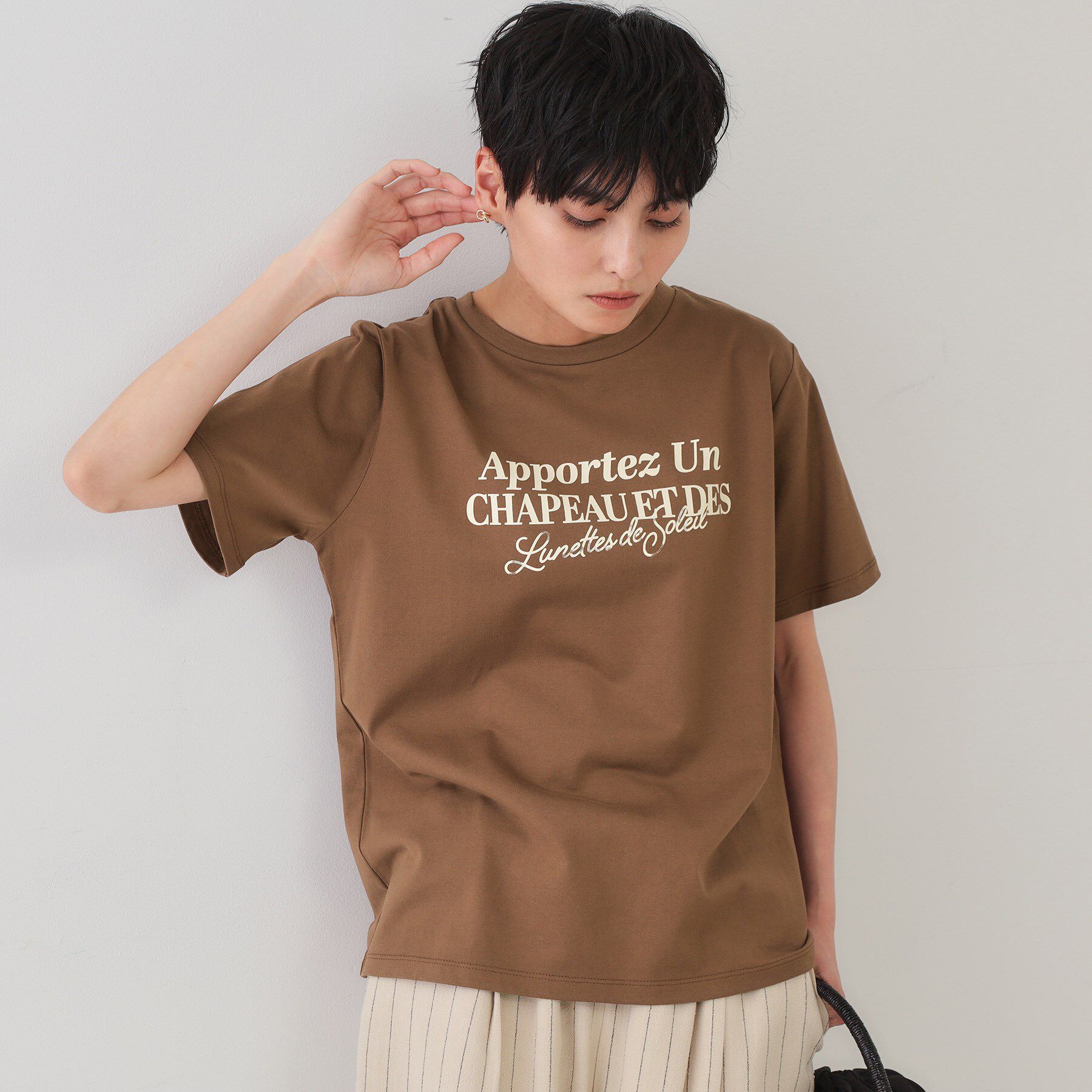 OPAQUE.CLIP「サーフロゴTシャツ【洗濯機洗い可】」|Tシャツ・カットソー|ブラウン(043)