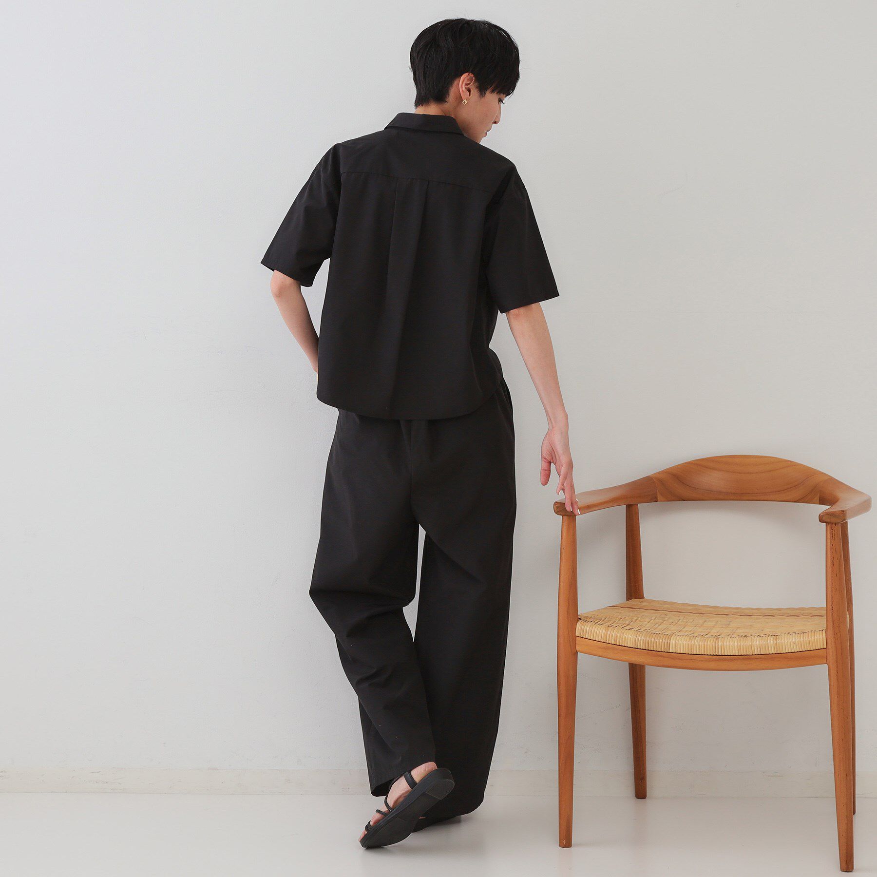 OPAQUE.CLIP「シャツオールインワン【洗濯機洗い可】」|オールインワン|