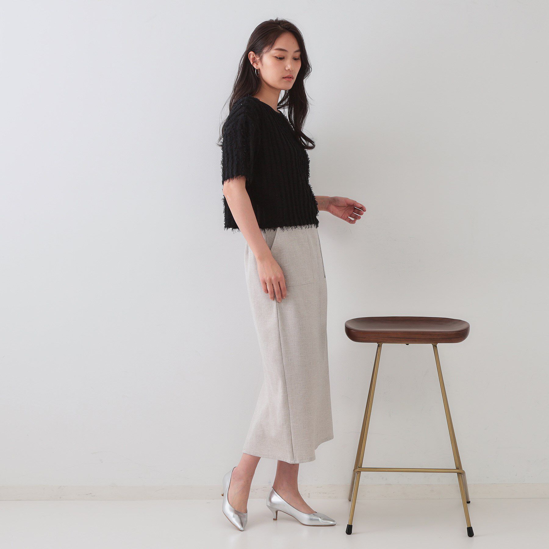 OPAQUE.CLIP「フリンジクロップドニット【洗濯機洗い可/抗ピル】」|ニット・セーター|