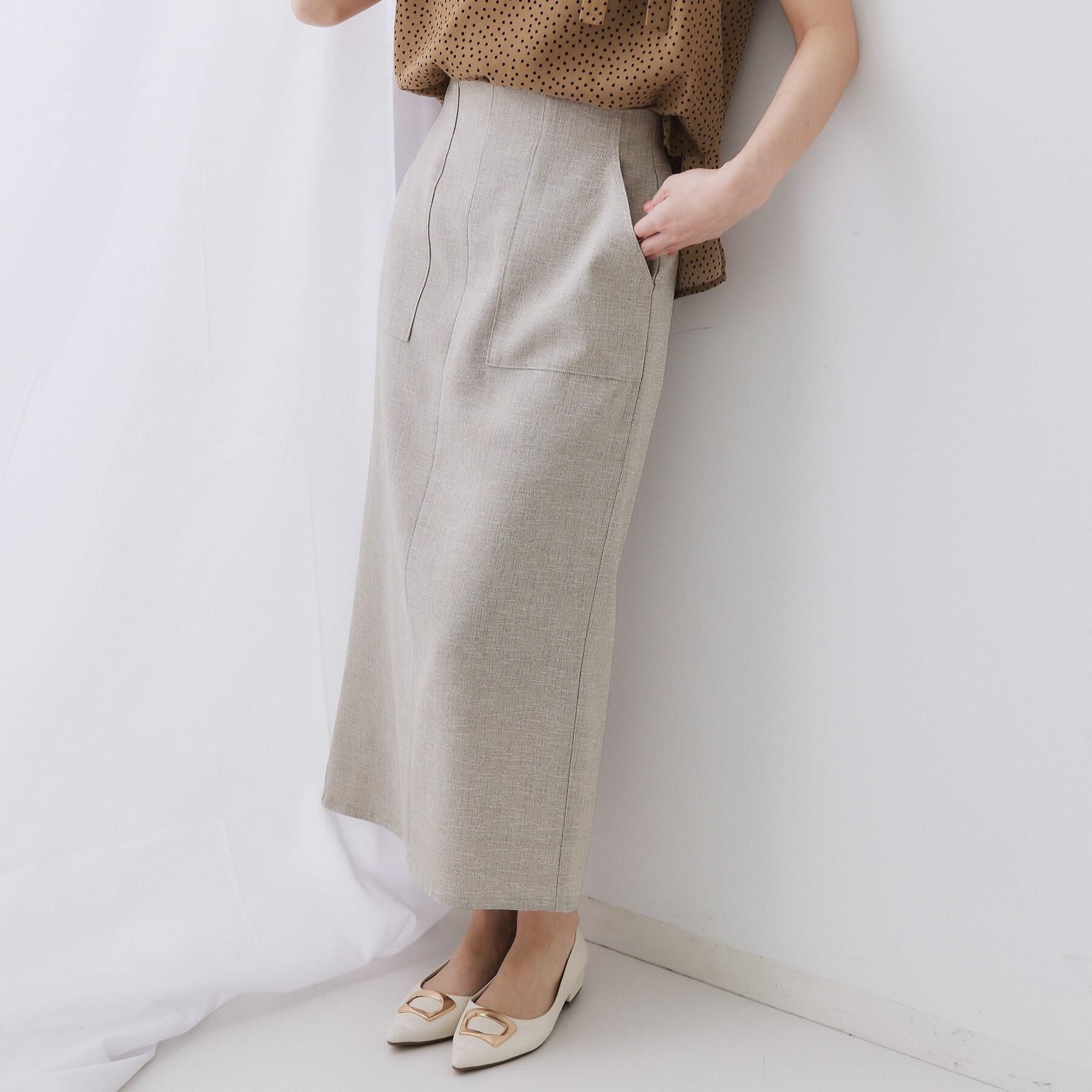 OPAQUE.CLIP「《美人百花掲載》ストレッチリネンライクタイトスカート【洗濯機洗い可】」|スカート|